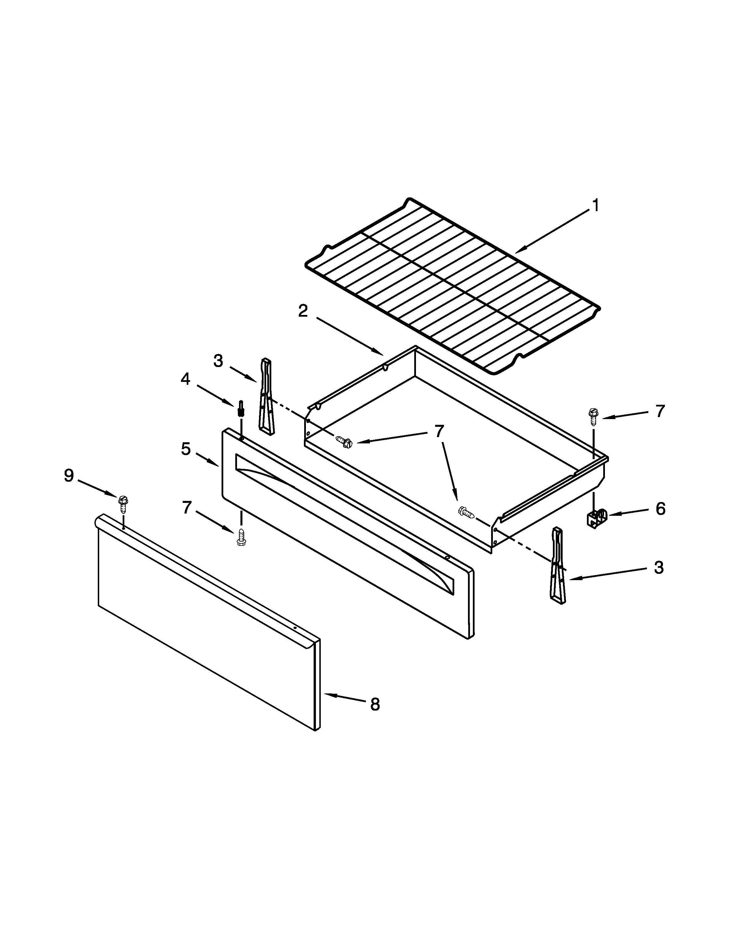 Amana AER6011VAW0 drawer and broiler parts diagram