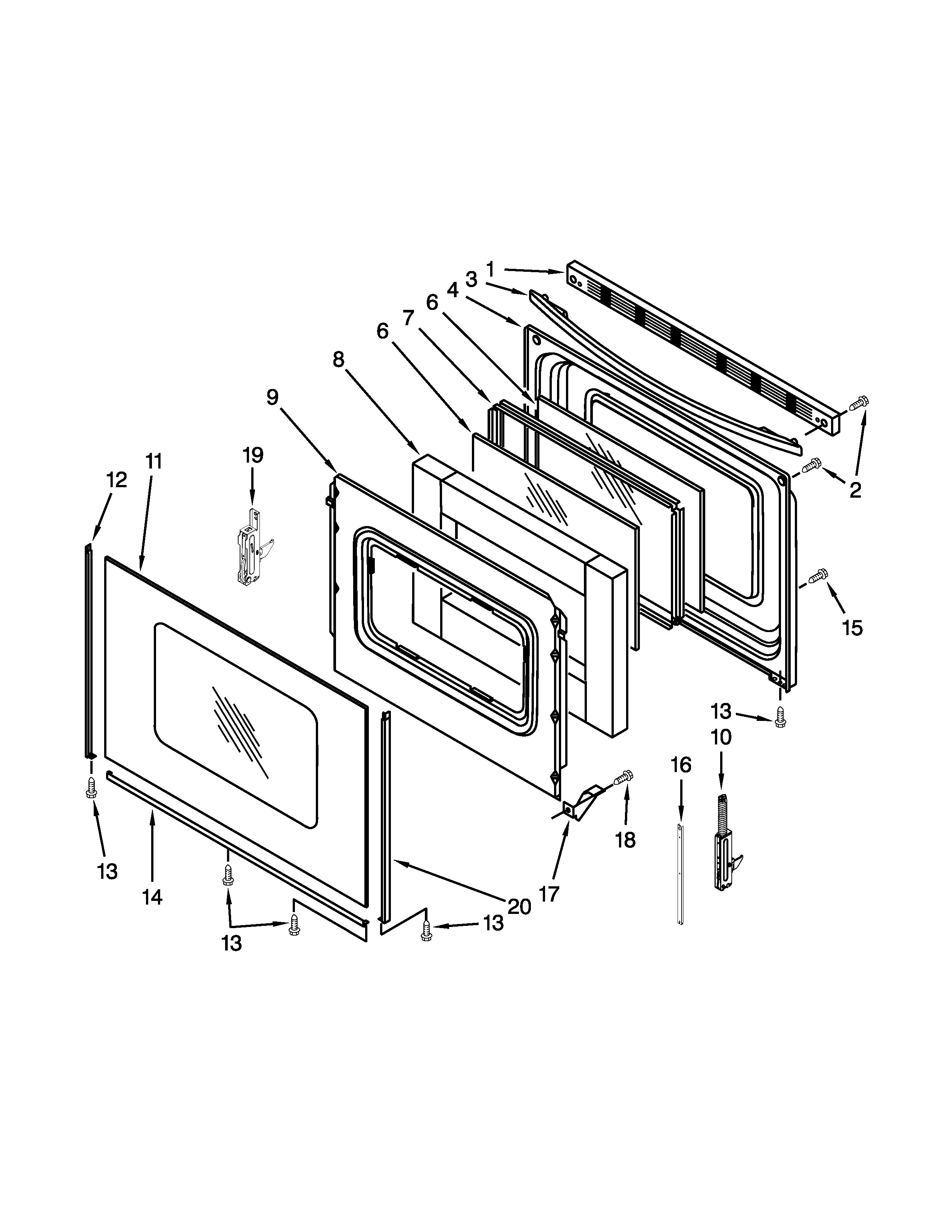 Amana AER6011VAW0 door parts diagram