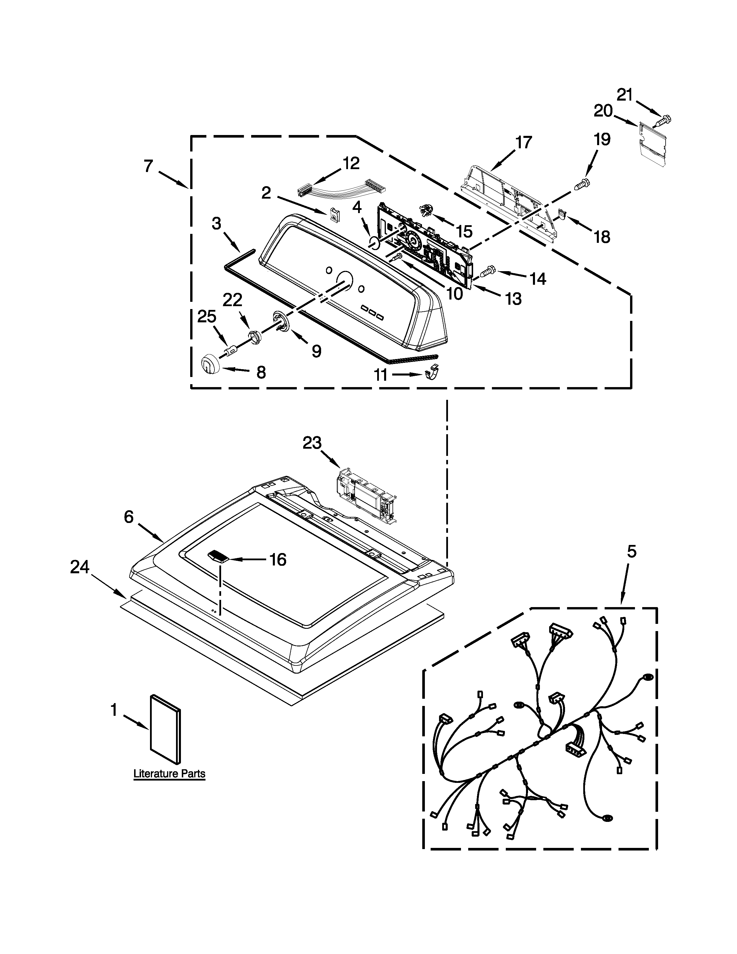 Maytag 7MMGDX600BW0 top and console parts diagram
