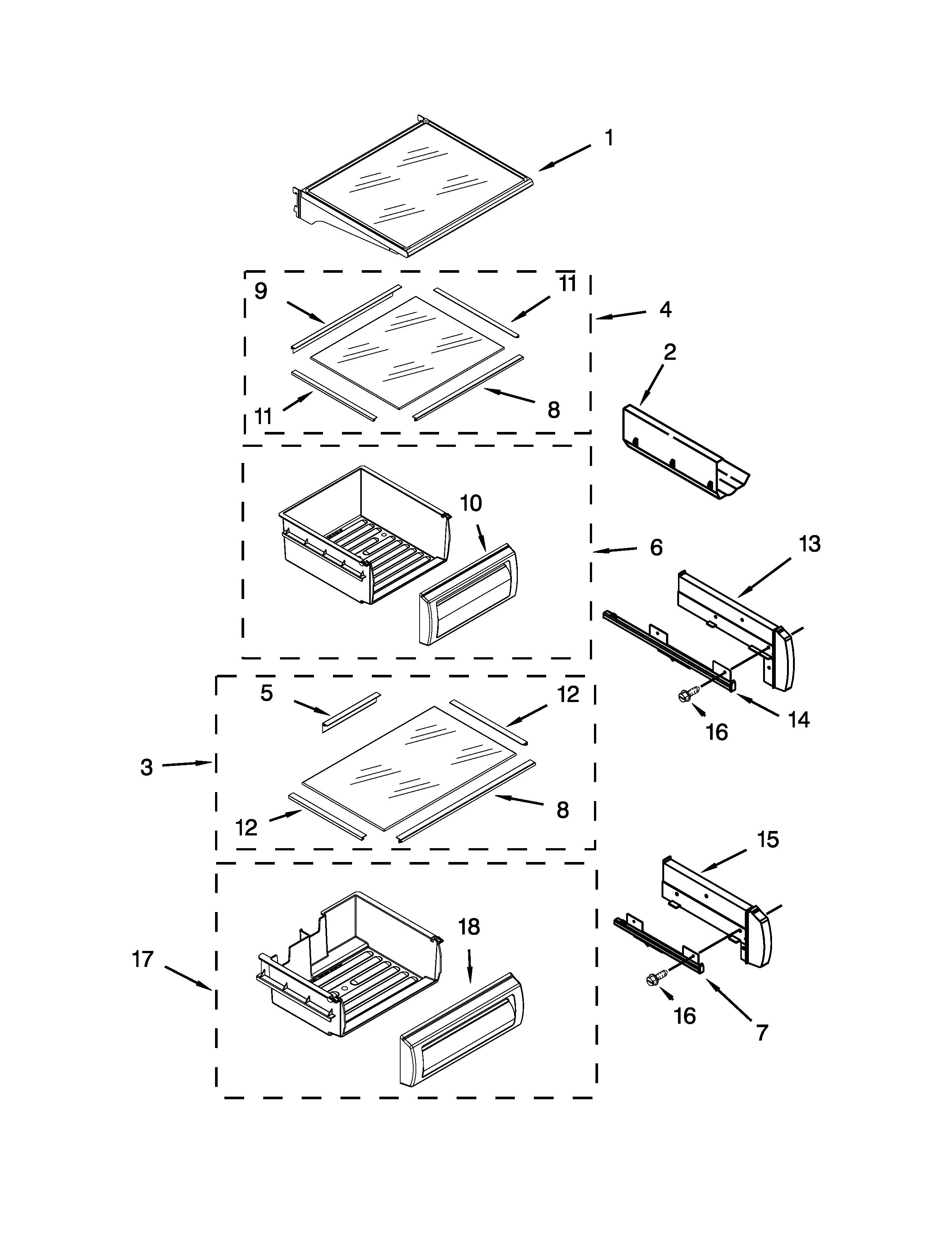 KitchenAid KSSC36QTS00 refrigerator shelf parts diagram