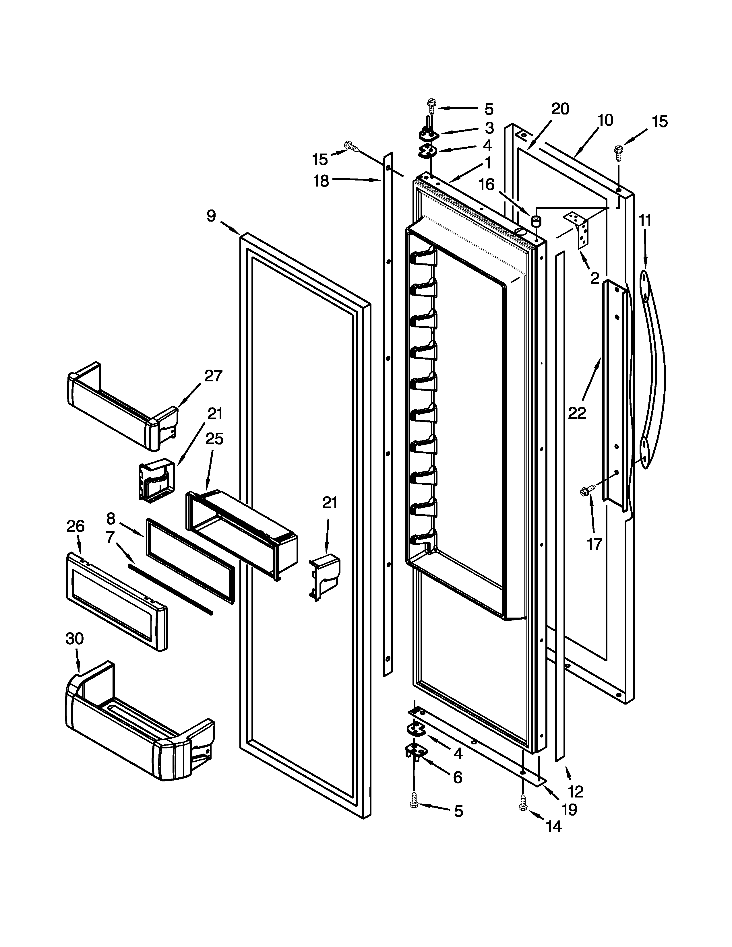 KitchenAid KSSC36QTS00 refrigerator door parts diagram