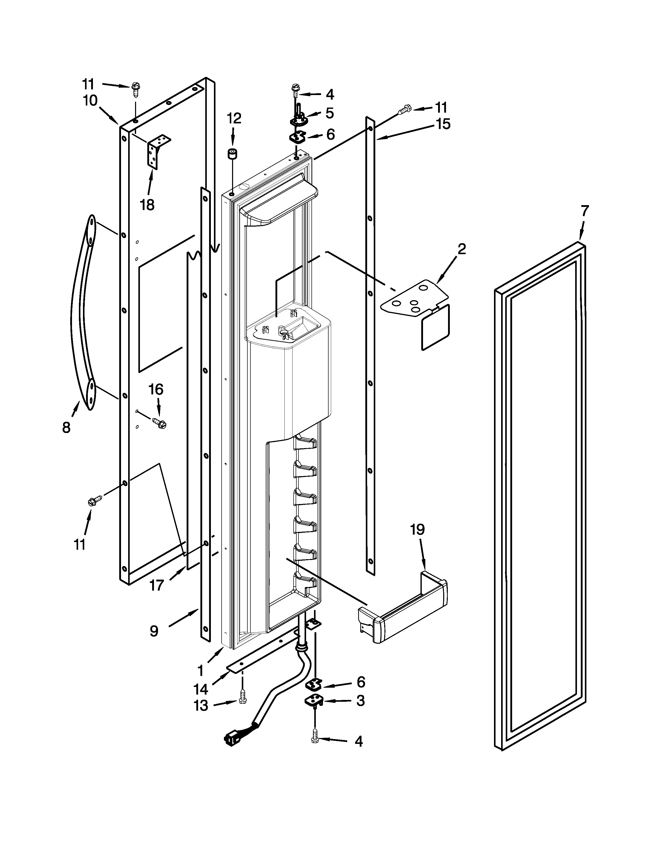 KitchenAid KSSC36QTS00 freezer door parts diagram