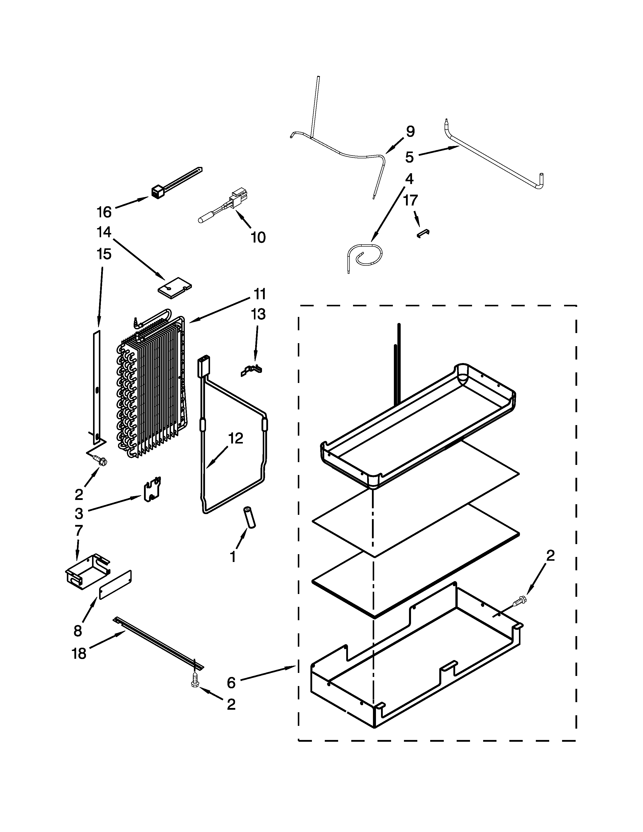 KitchenAid KSSC36QTS00 lower unit and tube parts diagram
