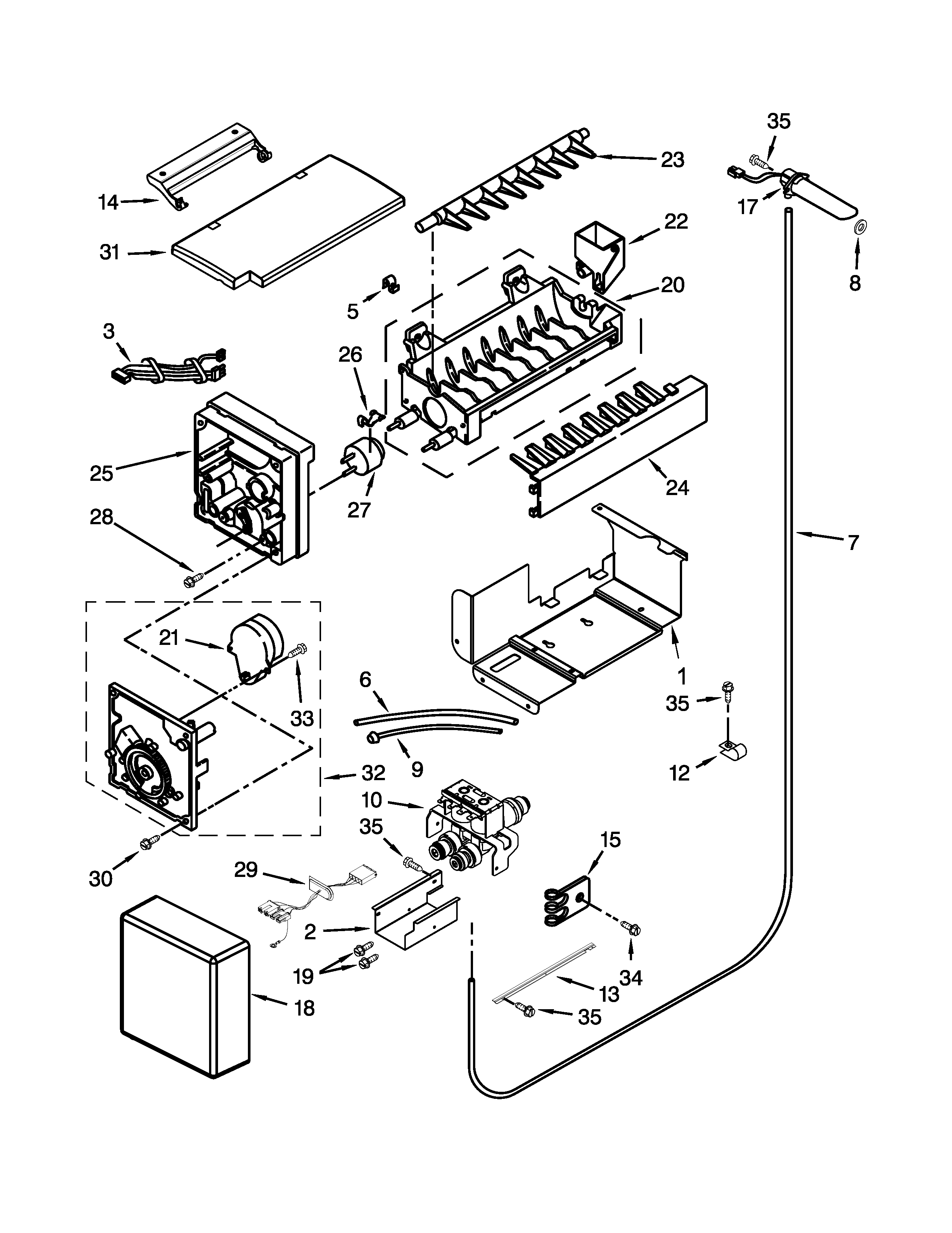 KitchenAid KSSC36QTS00 ice maker parts diagram