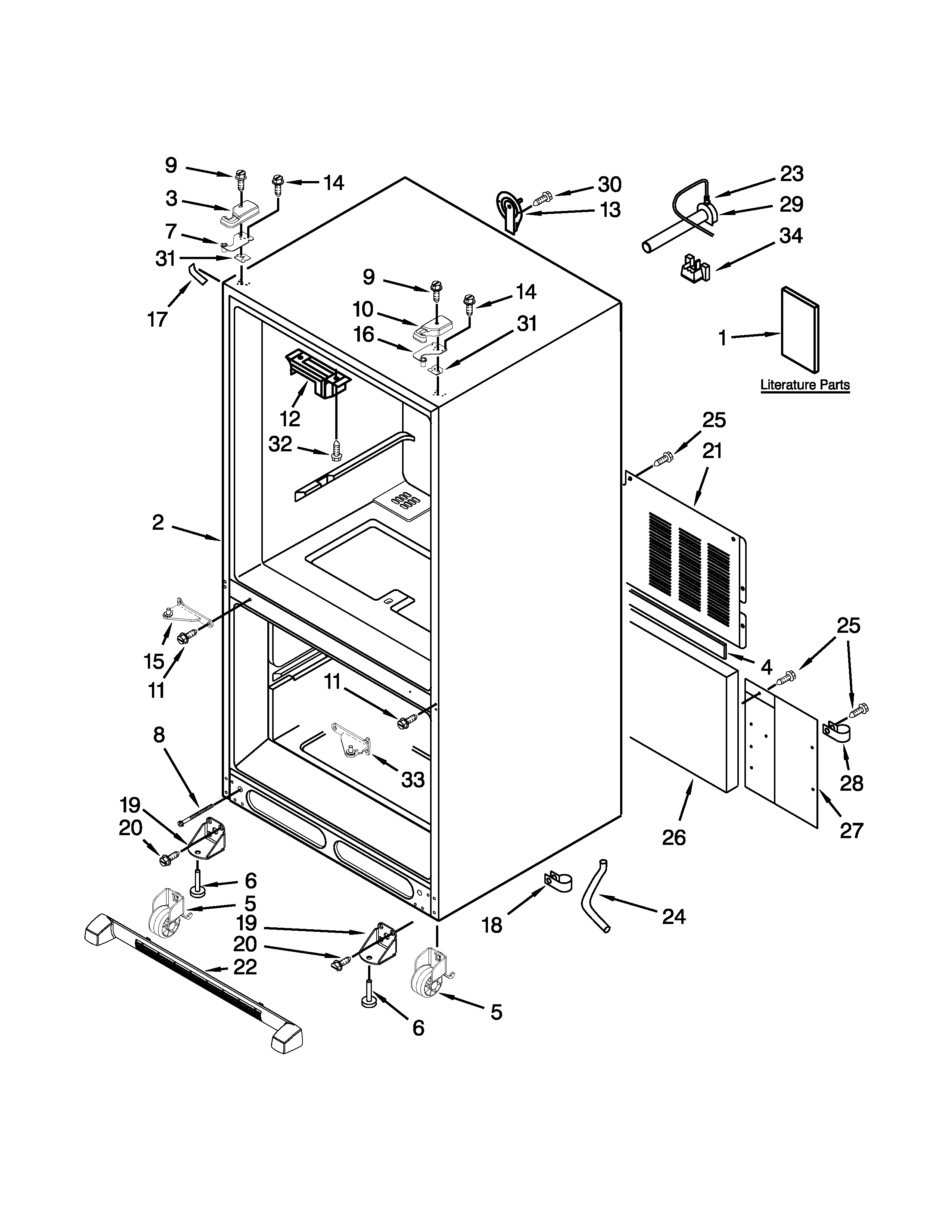 Whirlpool GX5FHTXVY00 cabinet parts diagram