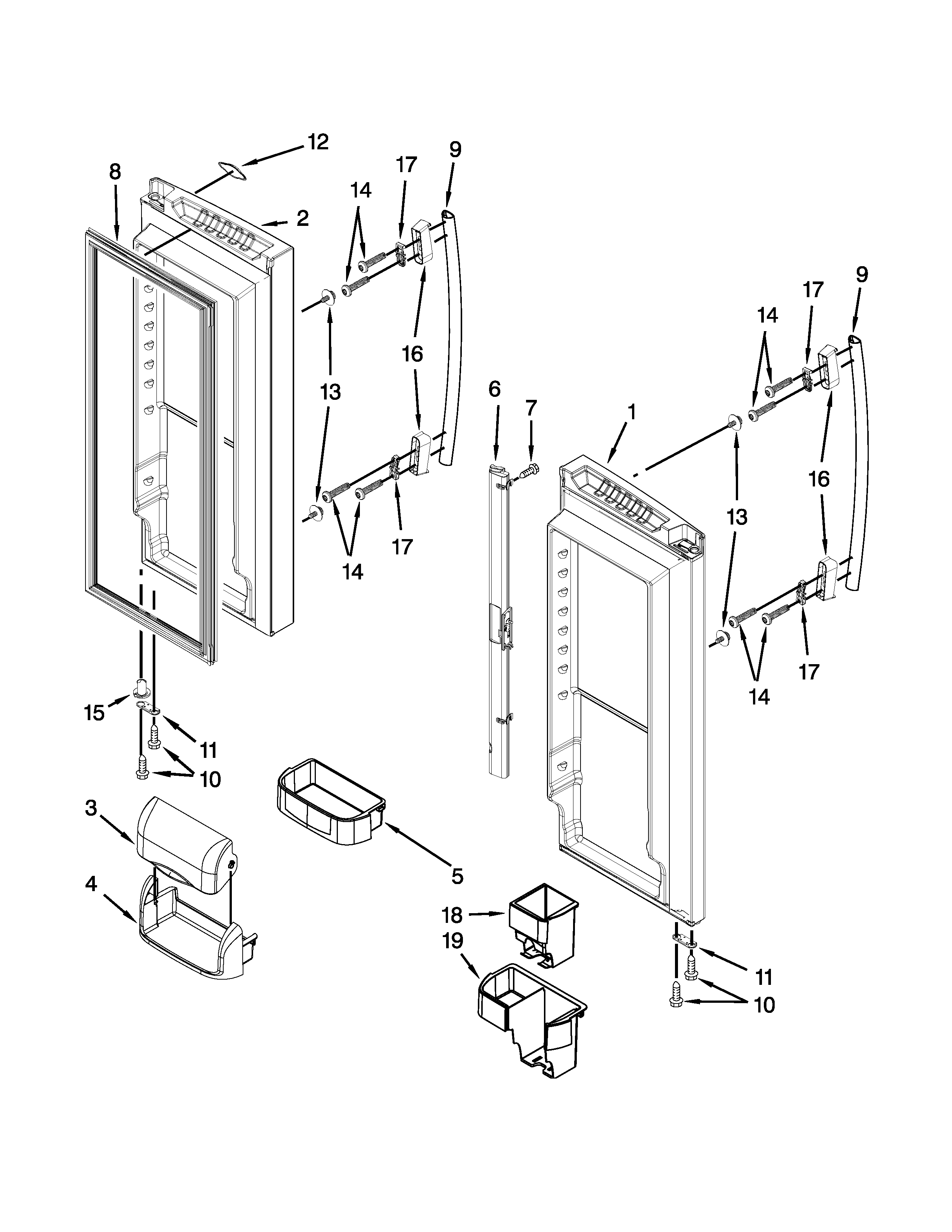 Whirlpool GX5FHTXVY00 refrigerator door parts diagram