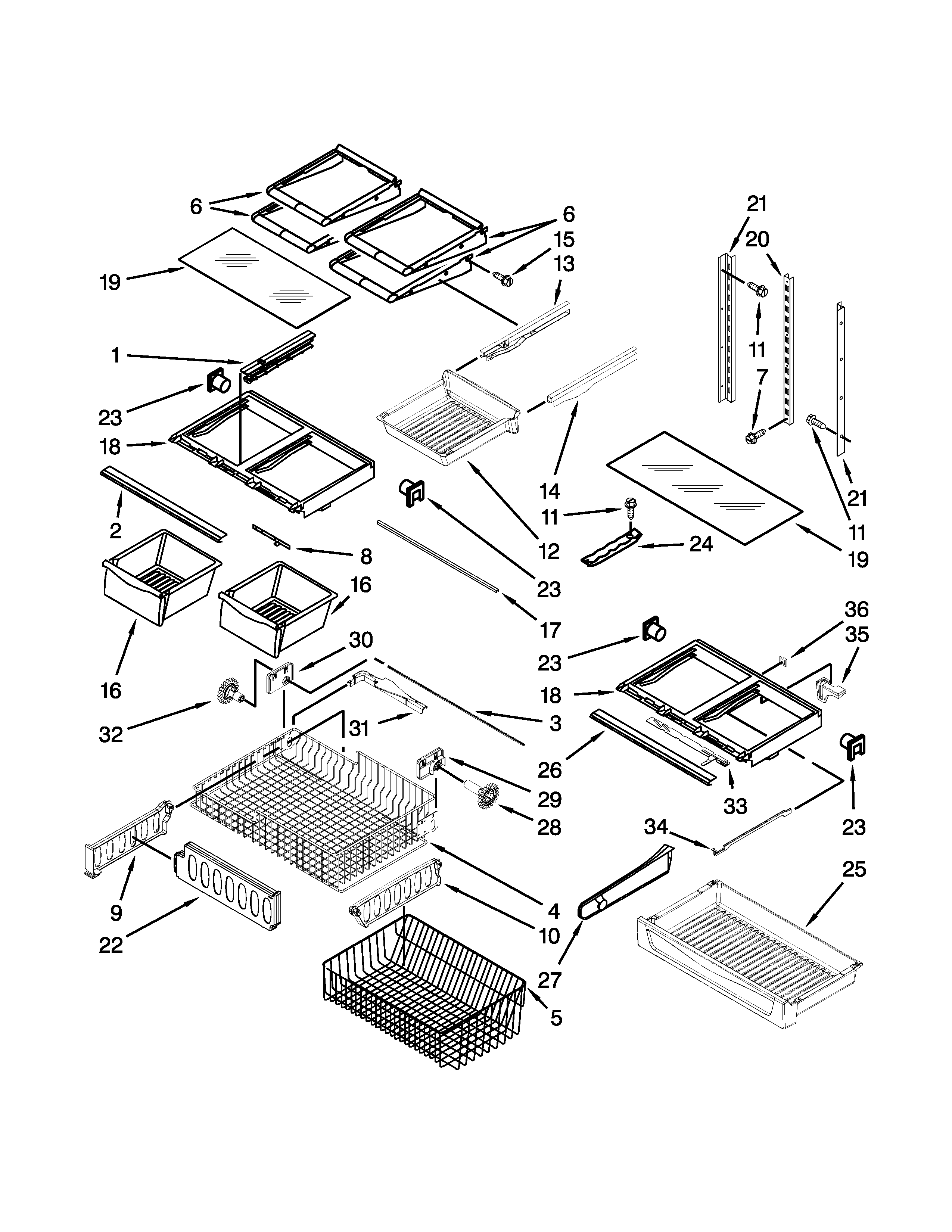 Whirlpool GX5FHTXVY00 shelf parts diagram