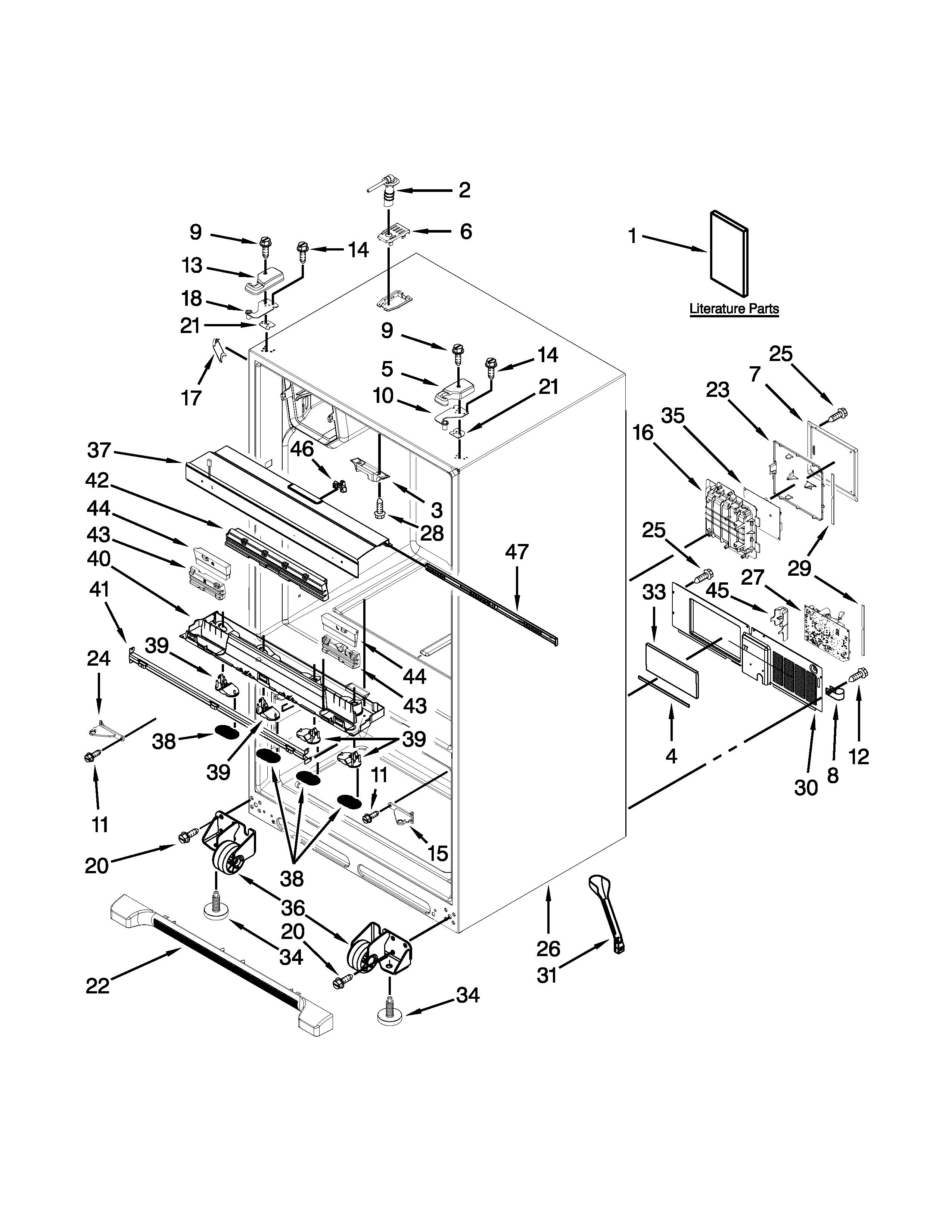 KitchenAid KFXS25RYBL1 cabinet parts diagram