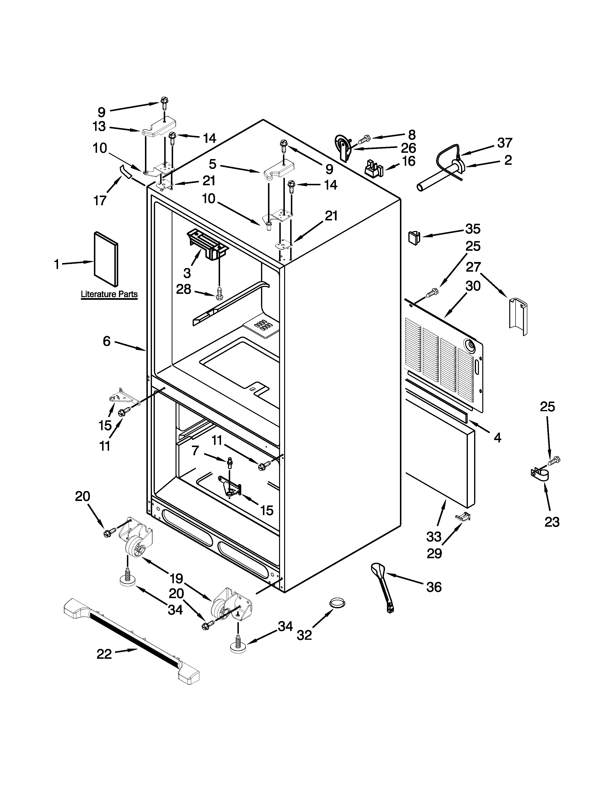 KitchenAid KBFS22EWWH5 cabinet parts diagram