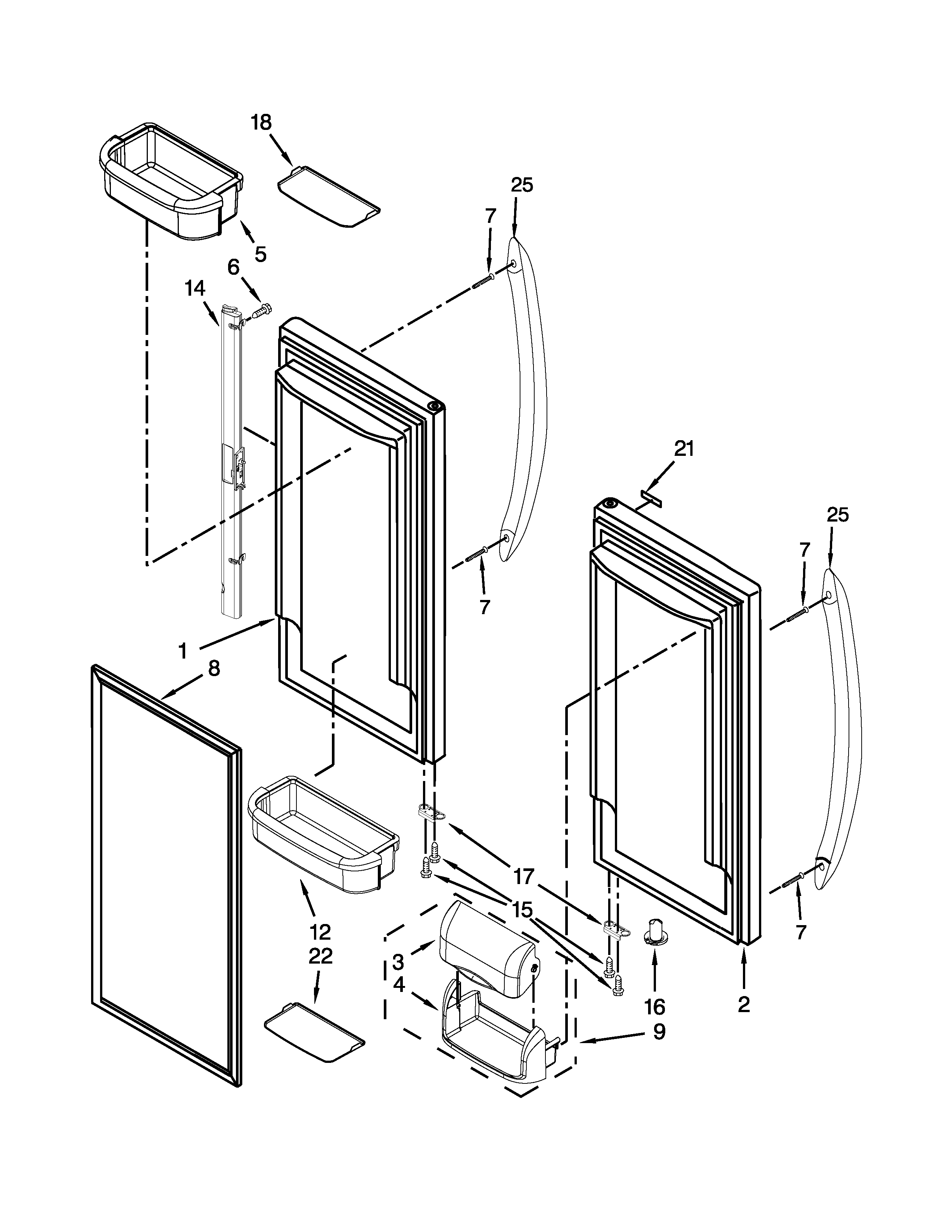 KitchenAid KBFS22EWWH5 refrigerator door parts diagram