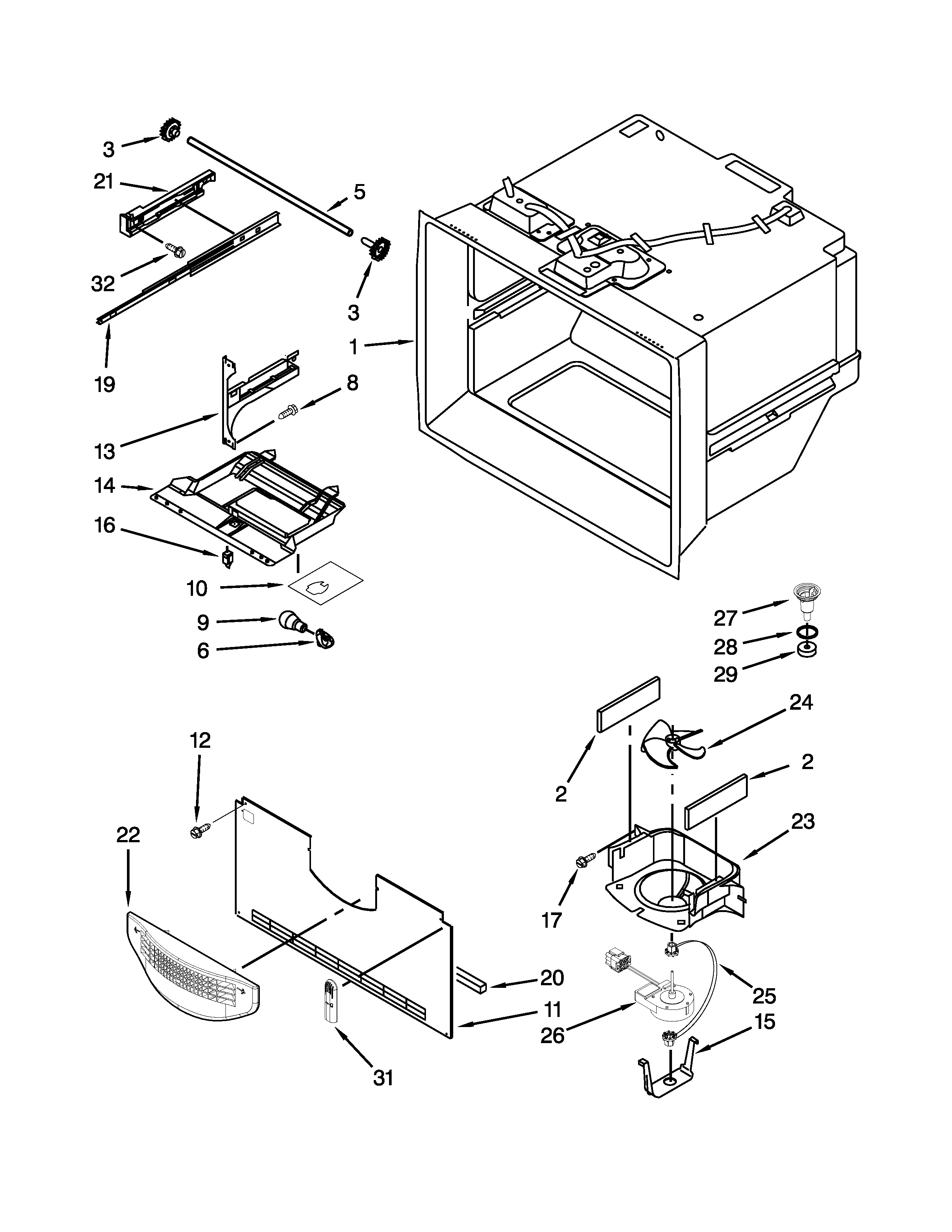 Maytag MFT2771XEW0 freezer liner parts diagram