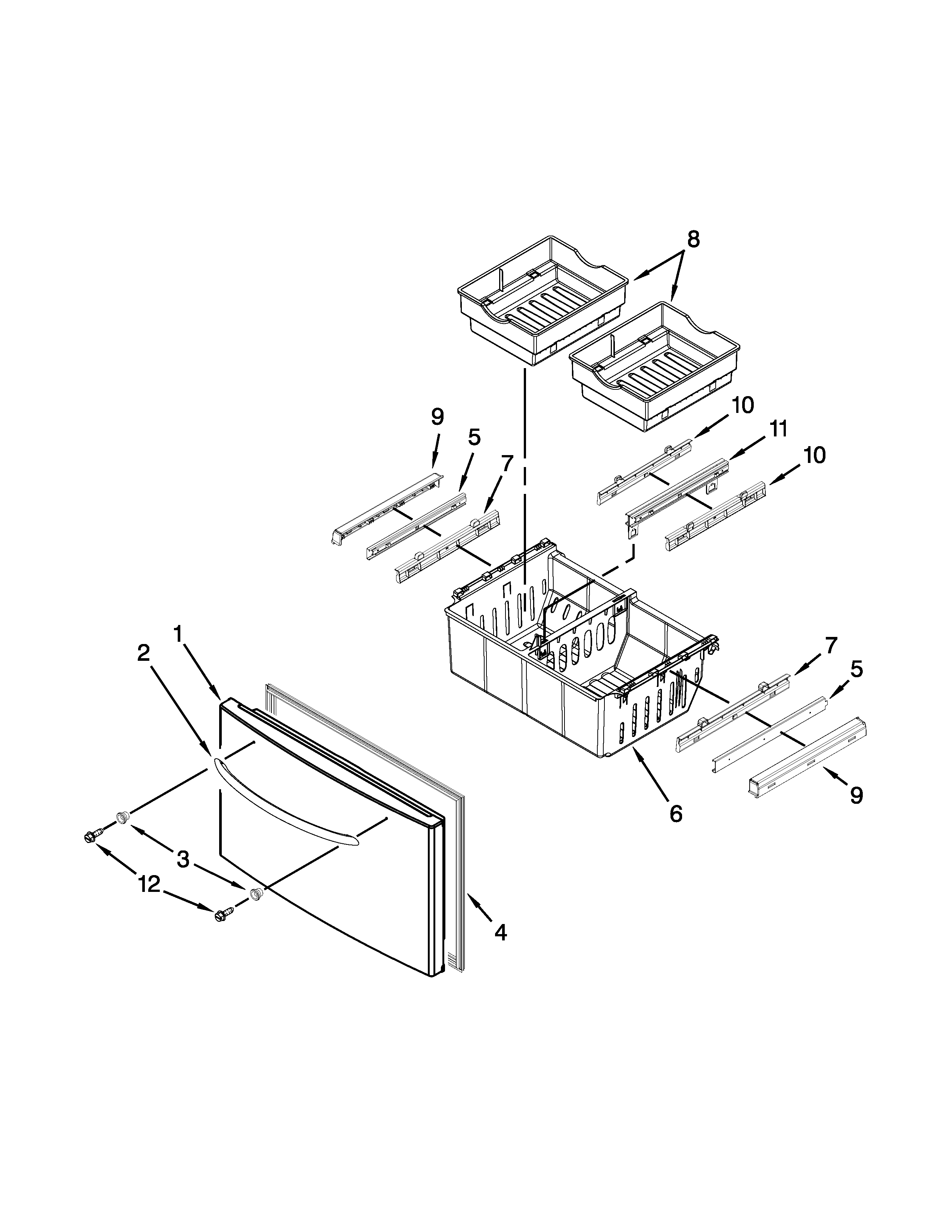 Maytag MFT2771XEW0 freezer door parts diagram