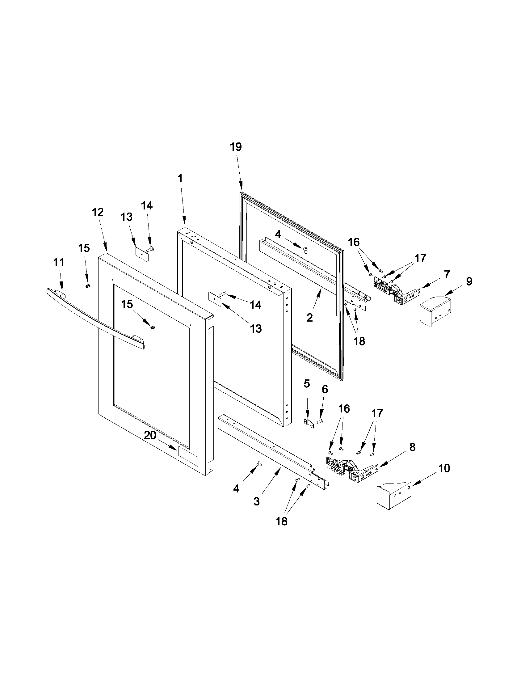 Jenn-Air JUW24FRACX00 door parts diagram