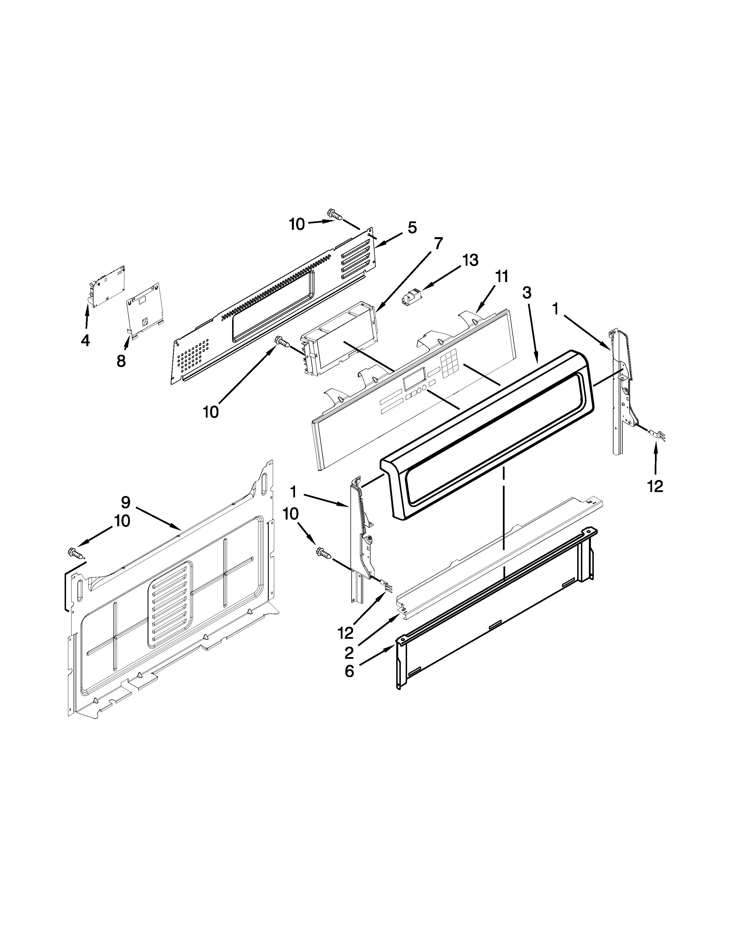 Whirlpool WFG710H0AS0 control panel parts diagram
