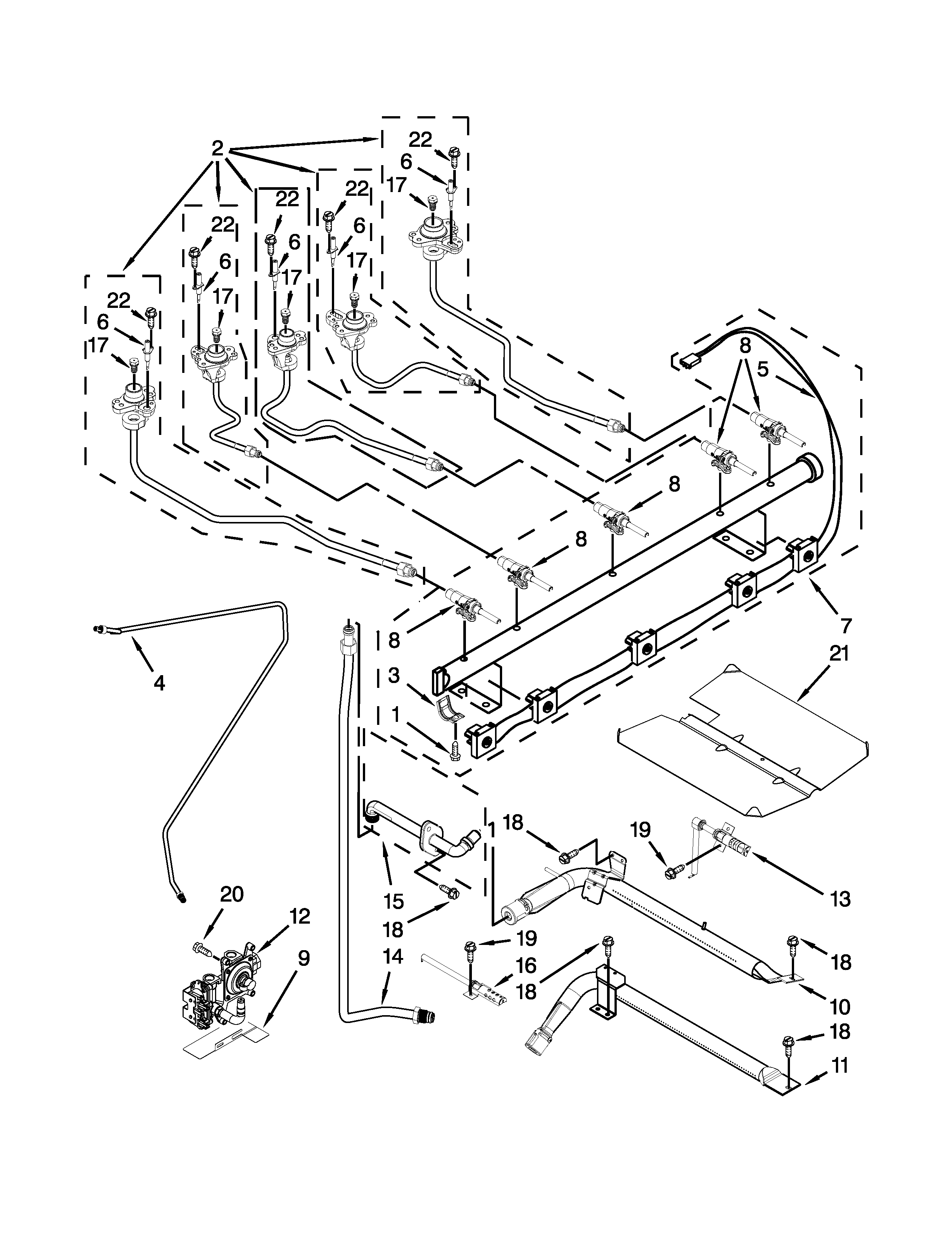 Whirlpool WFG710H0AS0 manifold parts diagram