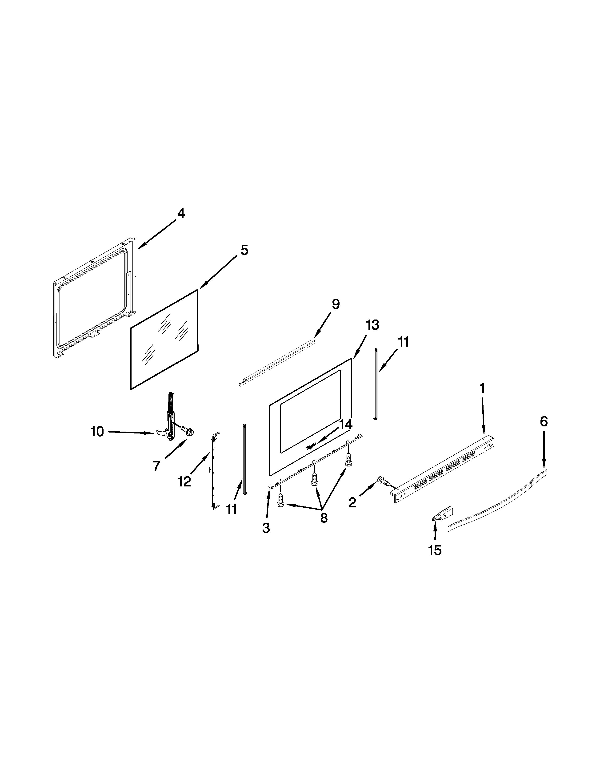 Whirlpool WFG710H0AS0 door parts diagram