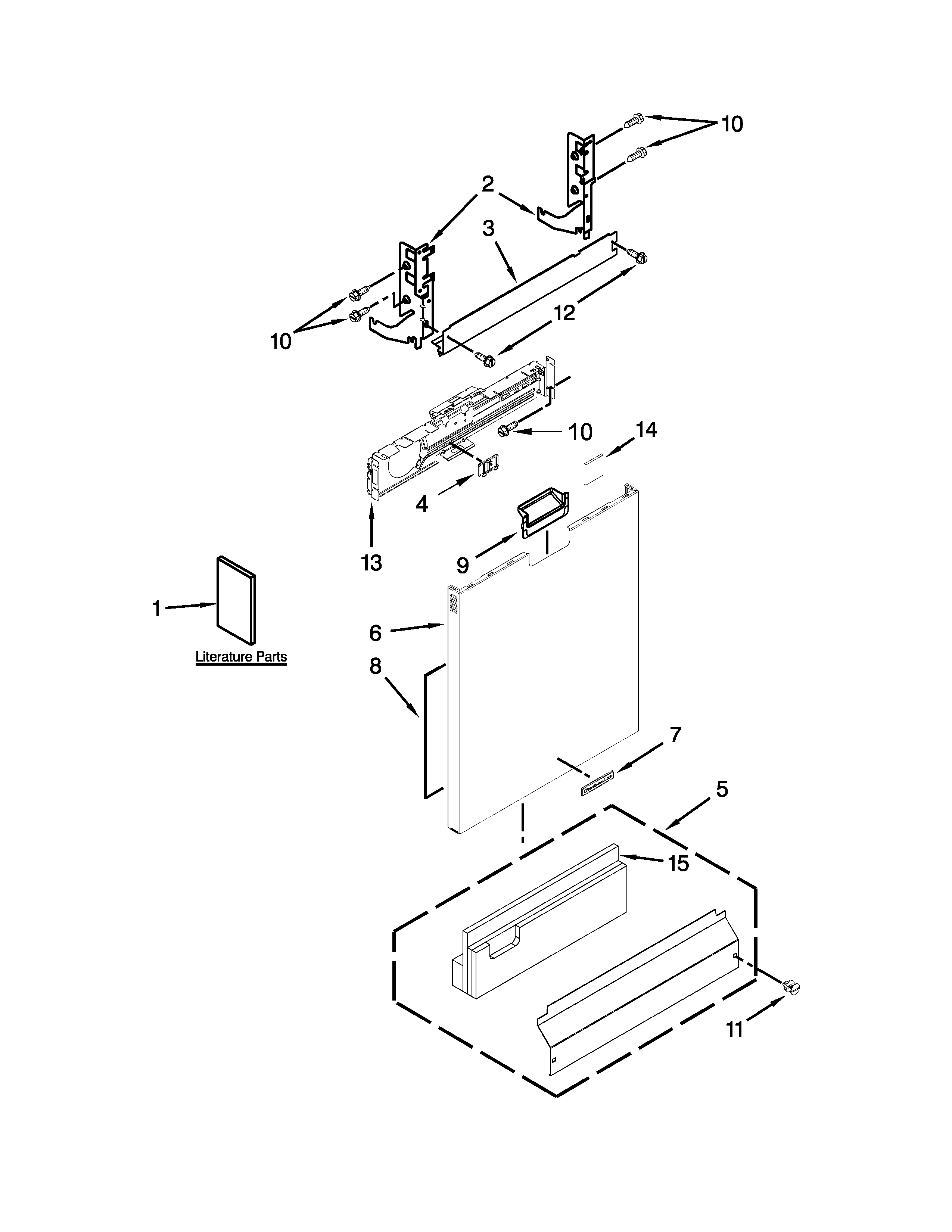 KitchenAid KUDC10IXSS9 door and panel parts diagram