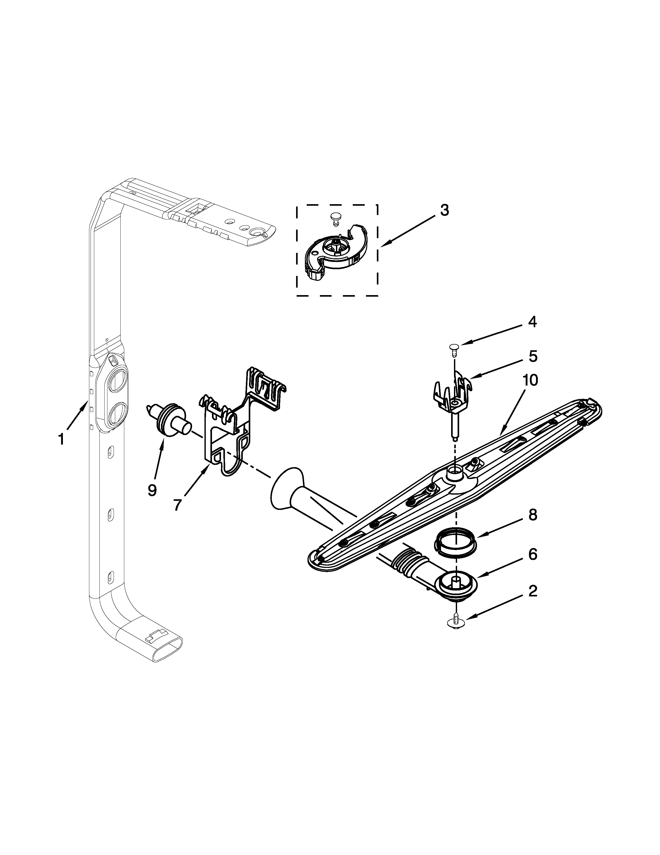 KitchenAid KUDC10IXSS9 upper wash and rinse parts diagram