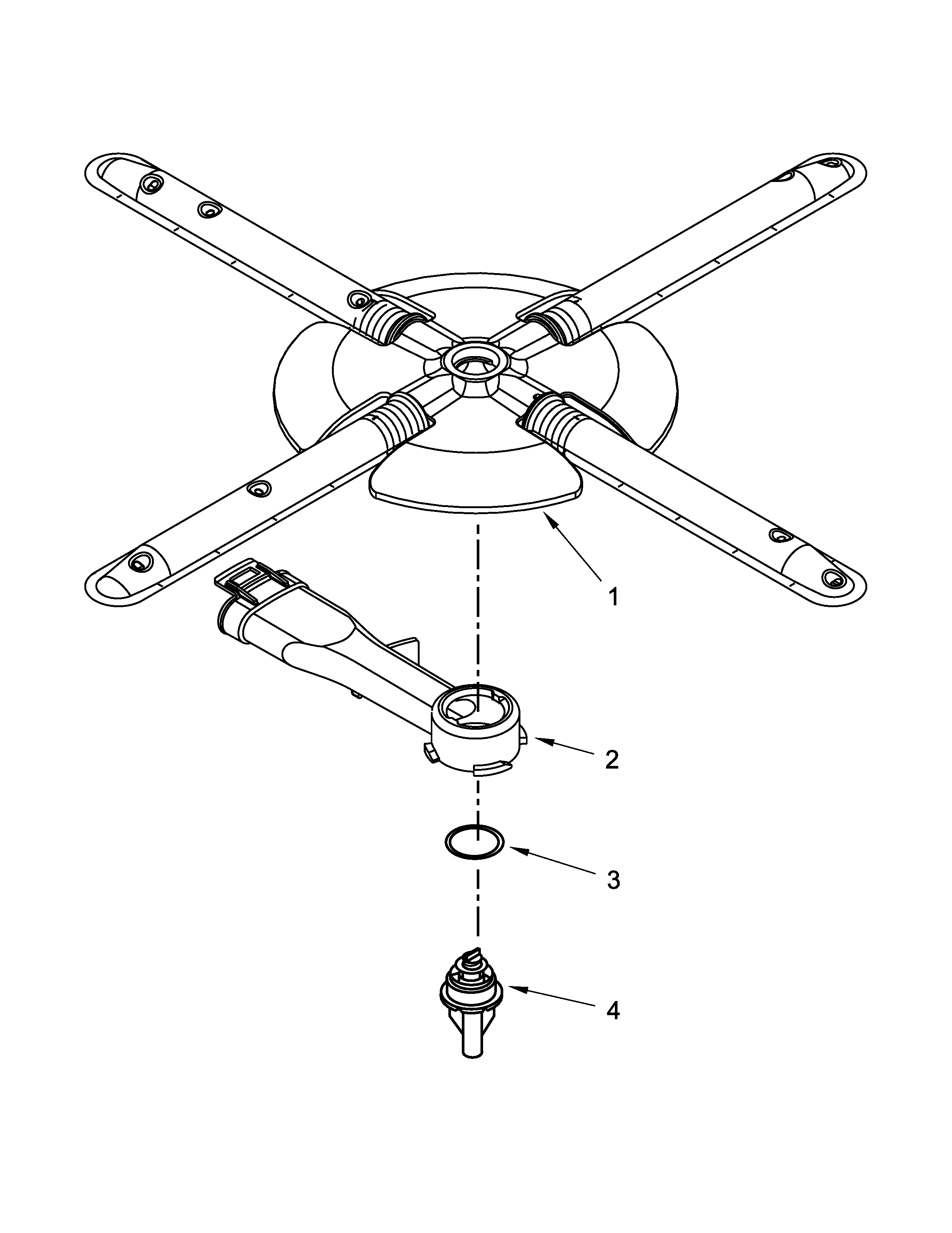 KitchenAid KUDC10IXSS9 lower washarm and strainer parts diagram