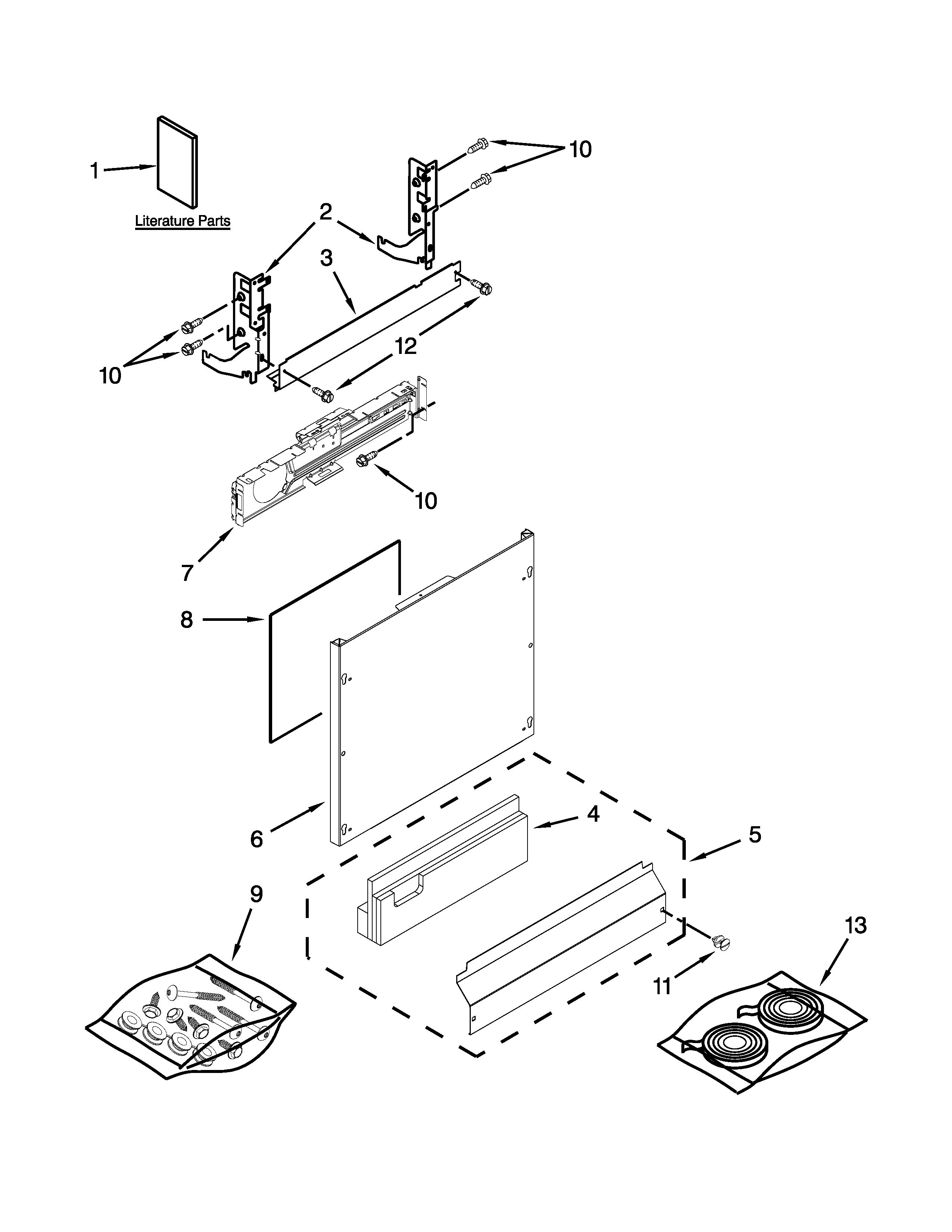 KitchenAid KUDS30FXPAA door and panel parts diagram
