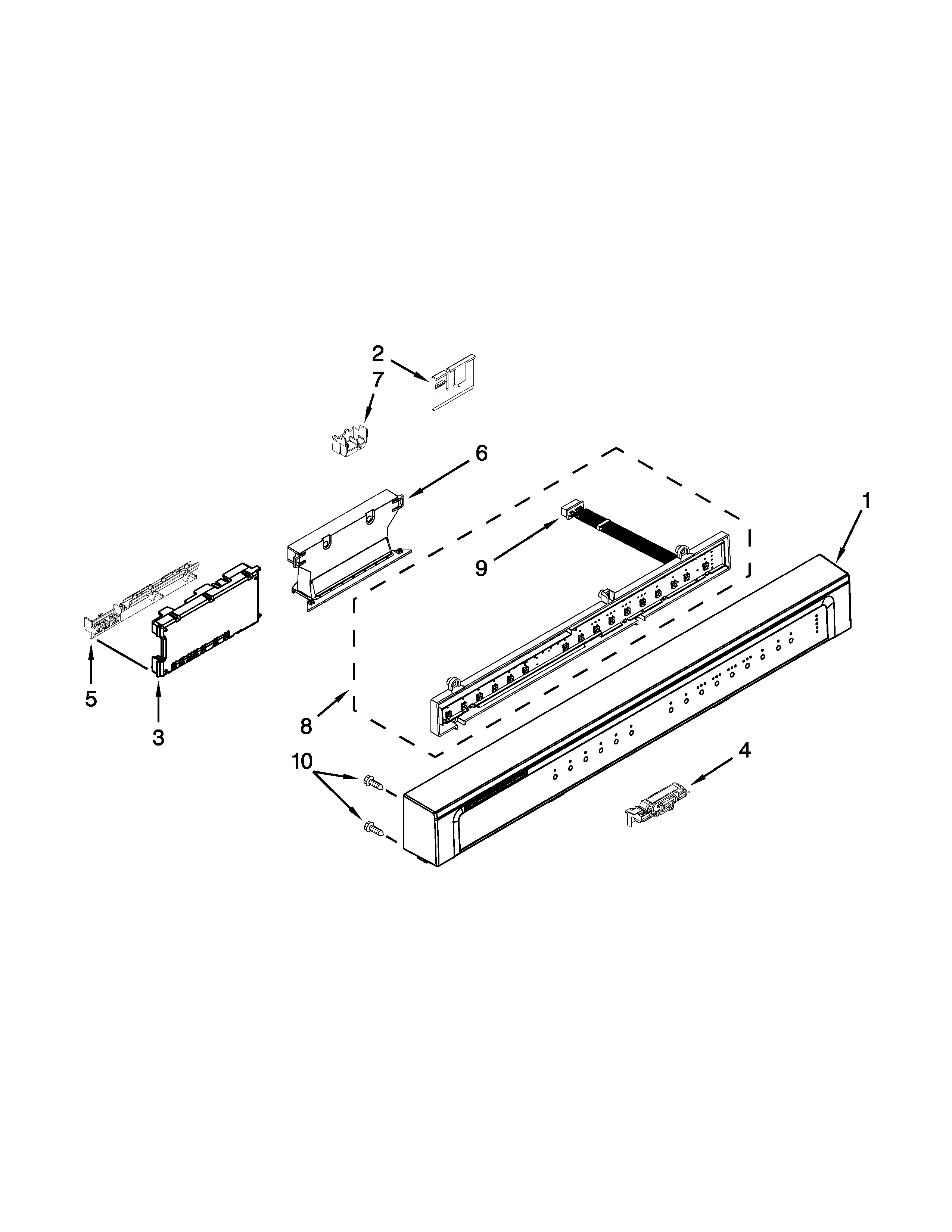 Whirlpool WDF775SAYM3 control panel and latch parts diagram