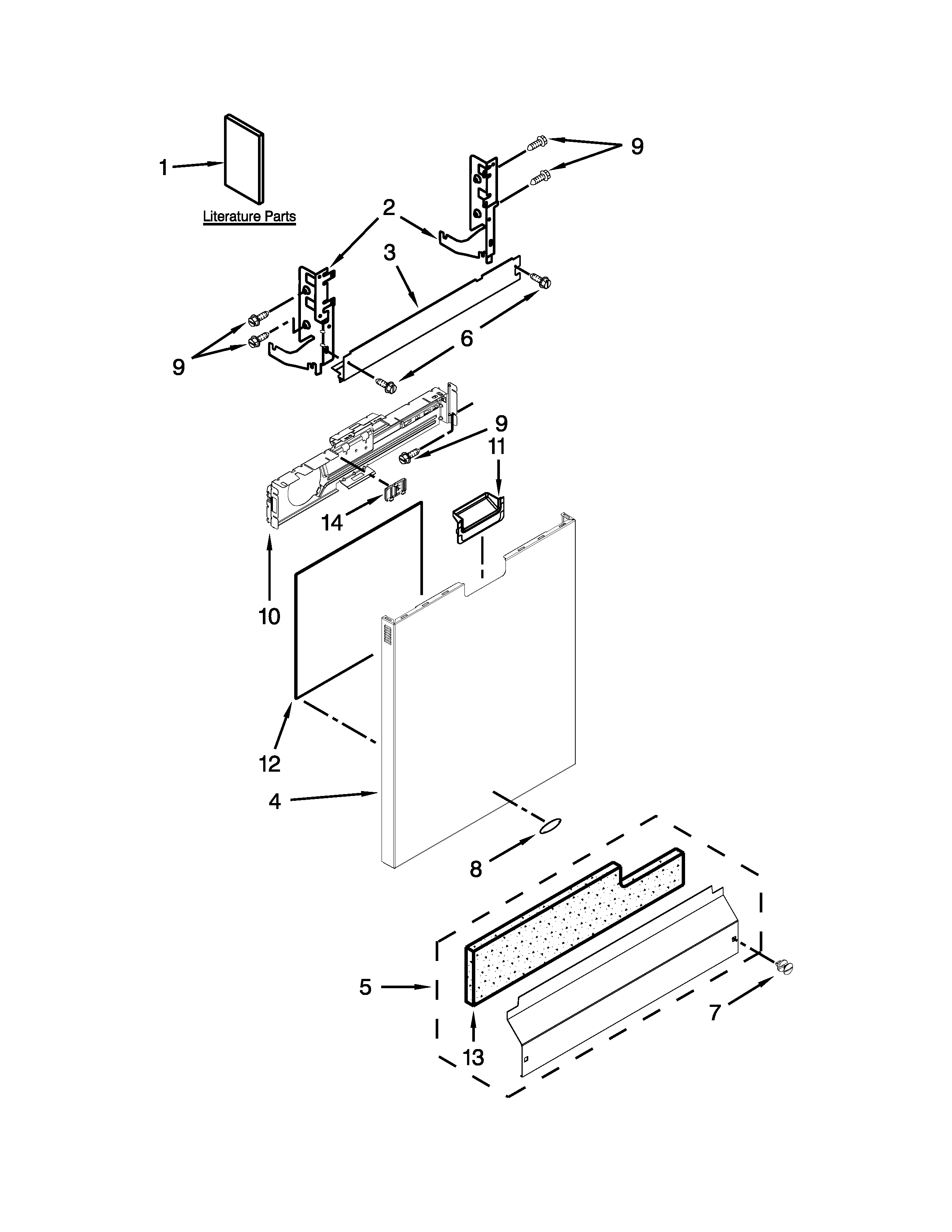 Whirlpool WDF780SLYM3 door panel parts diagram