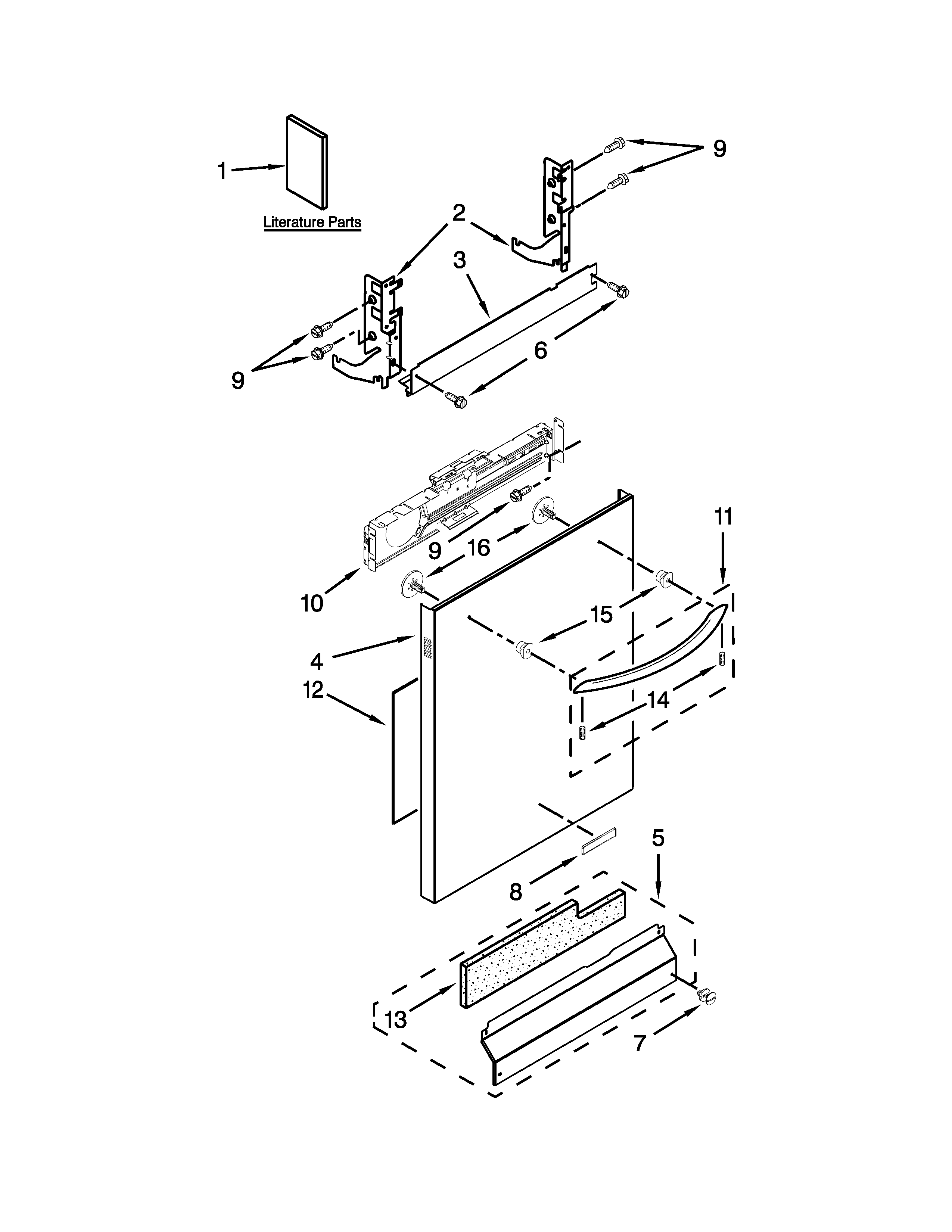 Whirlpool WDT910SAYE3 door and panel parts diagram