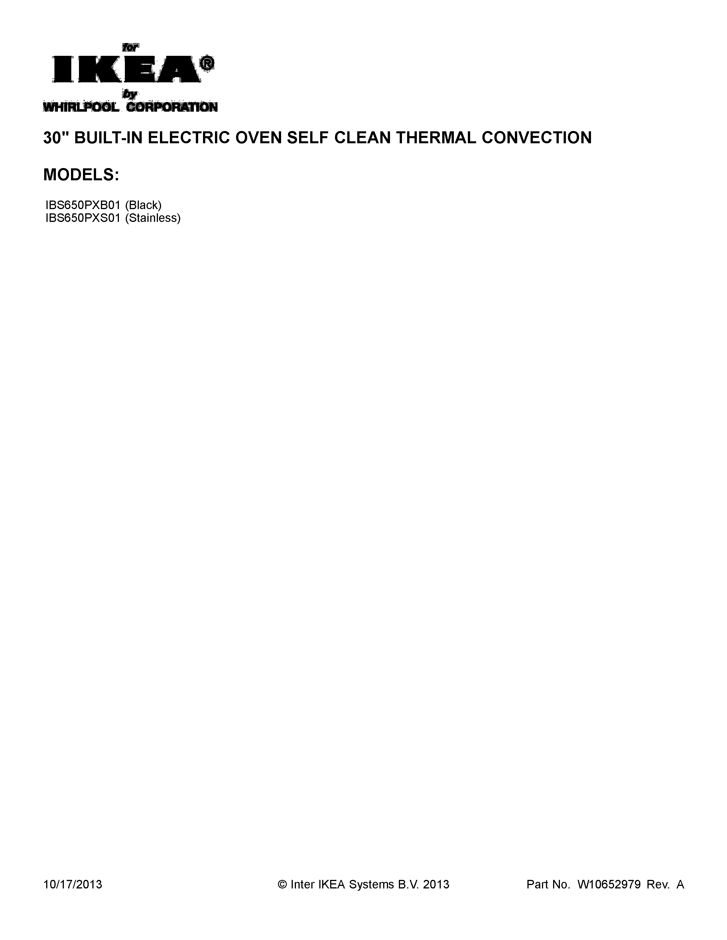 Ikea IBS650PXB01 cover sheet diagram