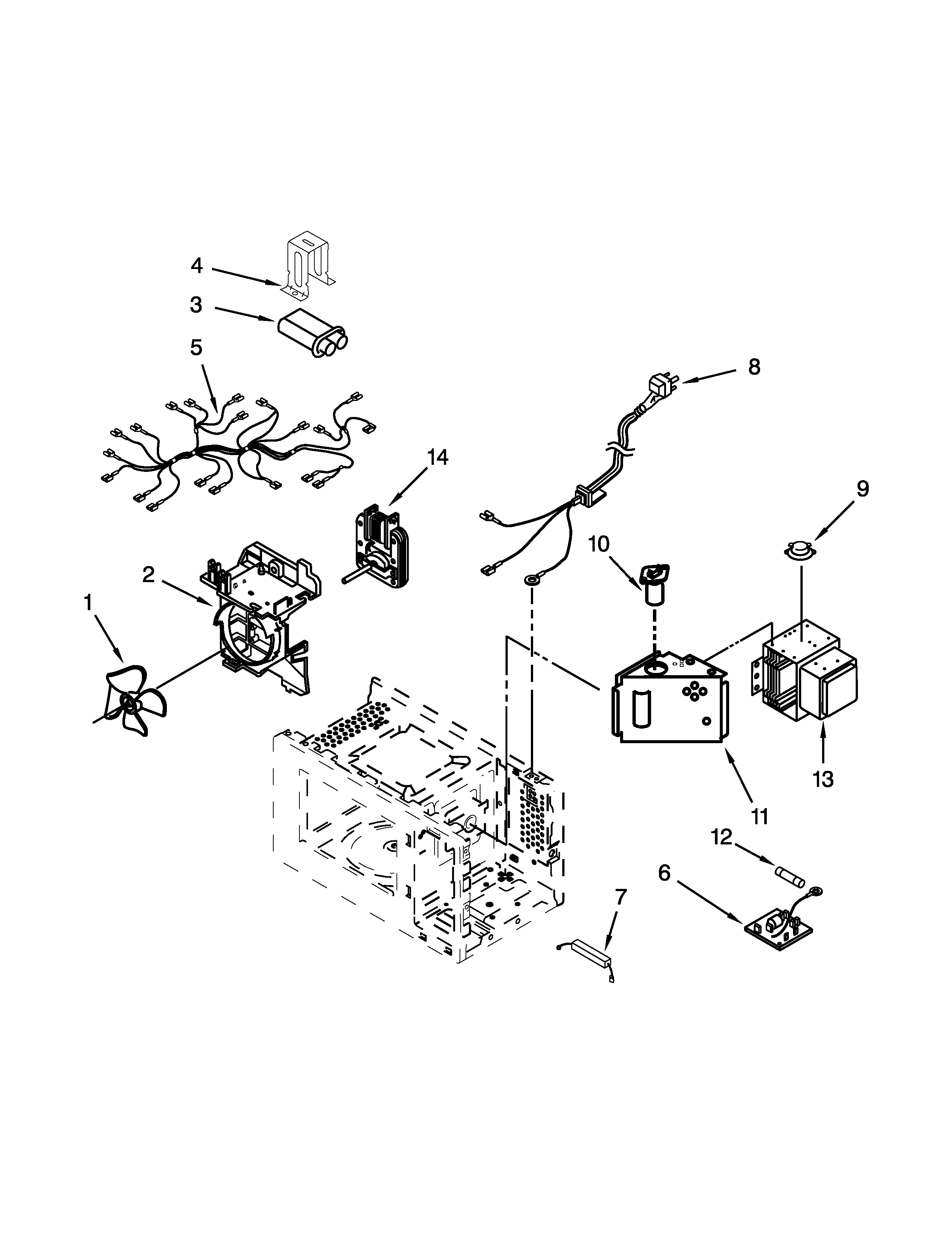 Amana AMC2206BAS06 microwave interior parts diagram