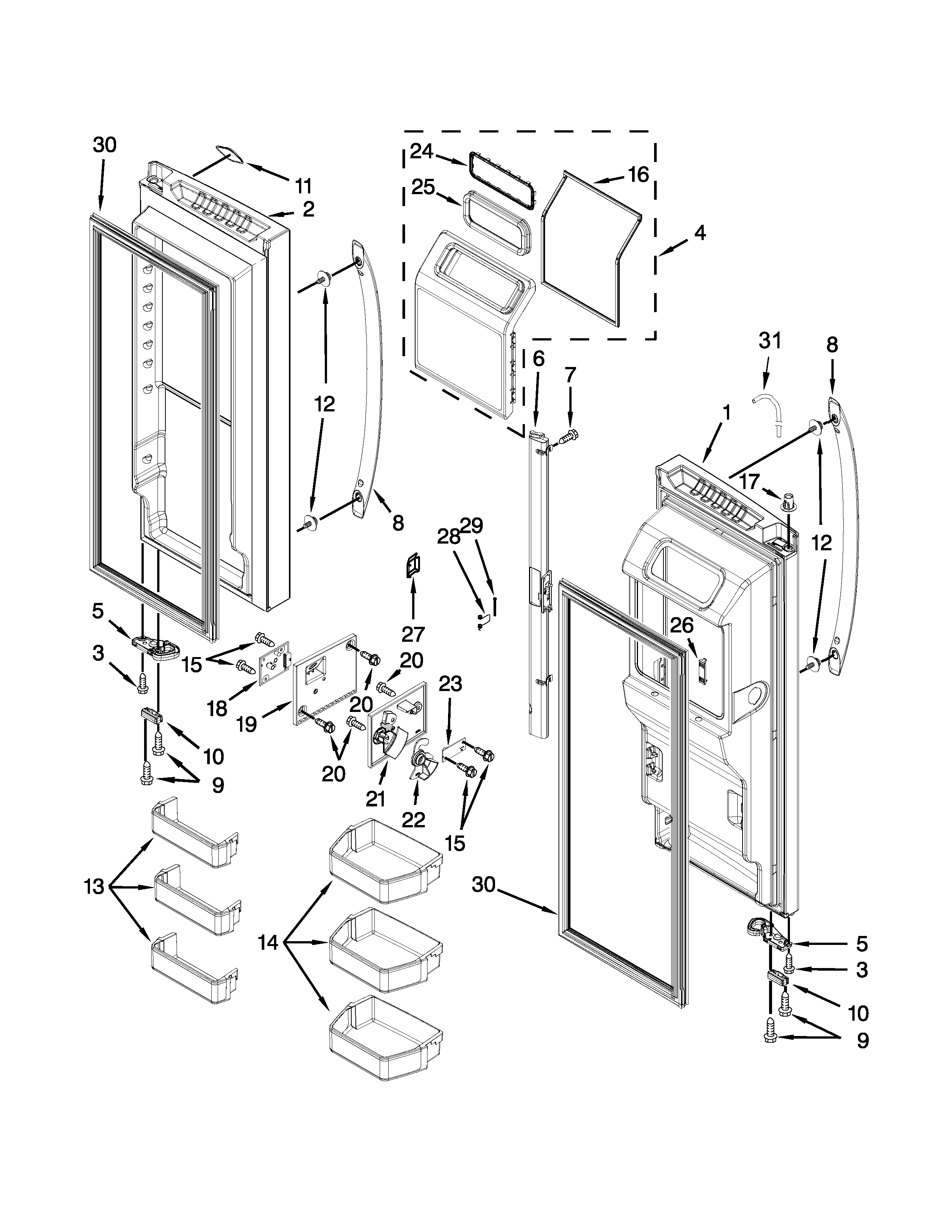 Maytag MFT2673BEW11 refrigerator door parts diagram