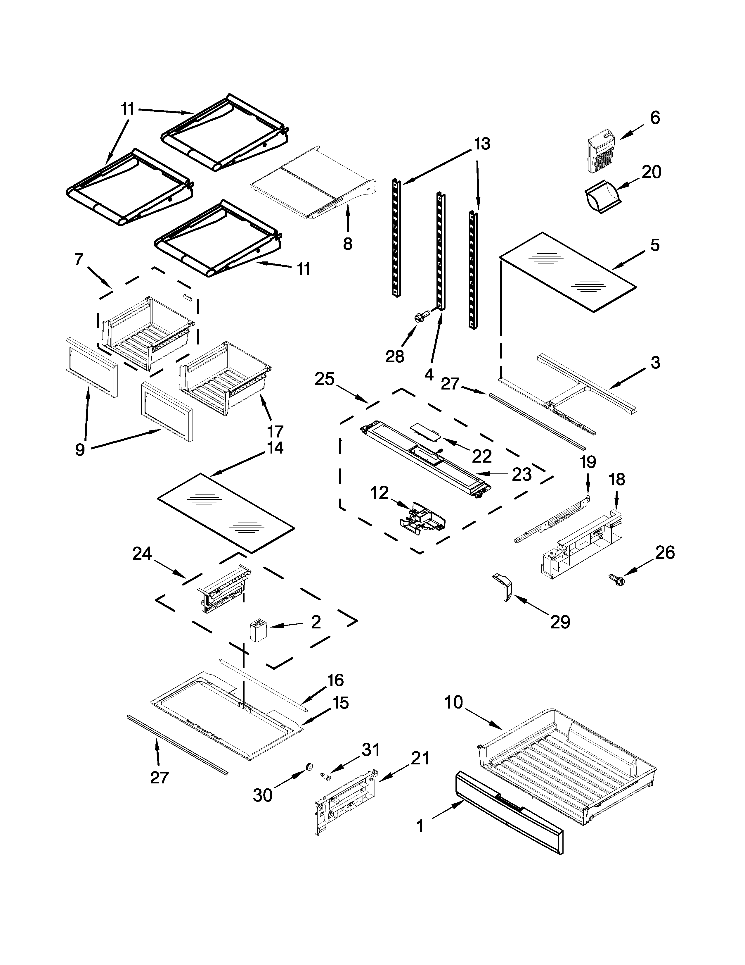 Maytag MFT2673BEW11 shelf parts diagram