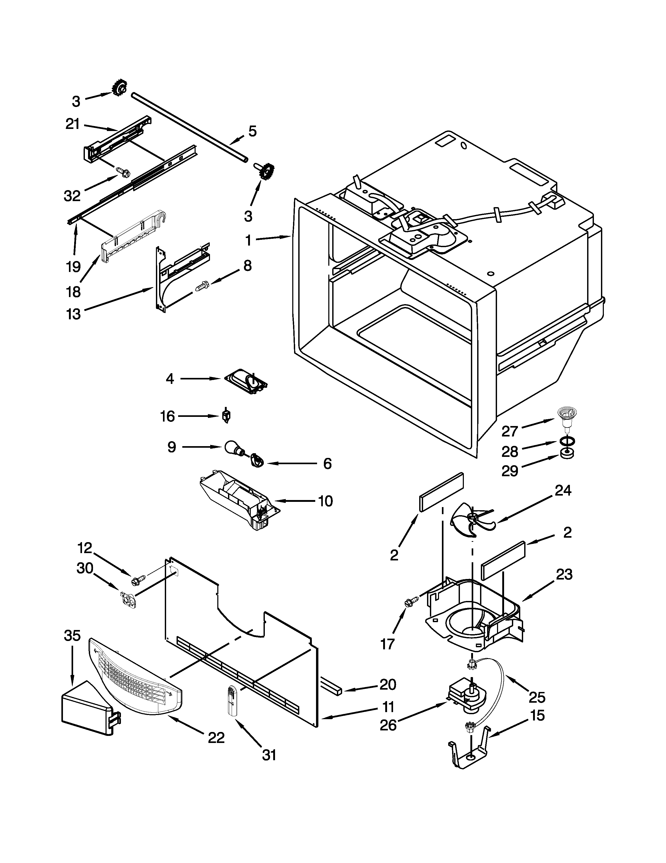 KitchenAid KFCP22EXMP2 freezer liner parts diagram