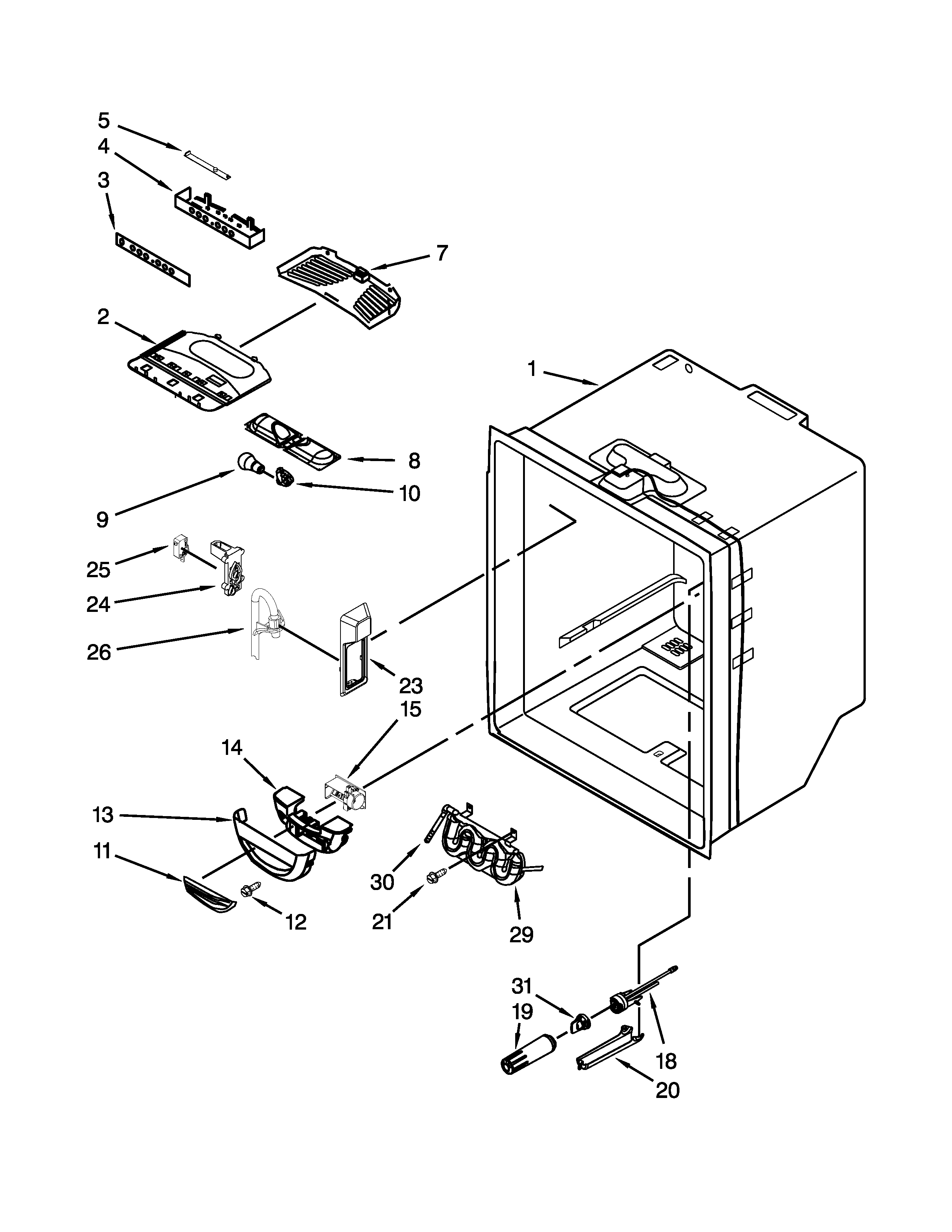 KitchenAid KFCP22EXMP2 refrigerator liner parts diagram