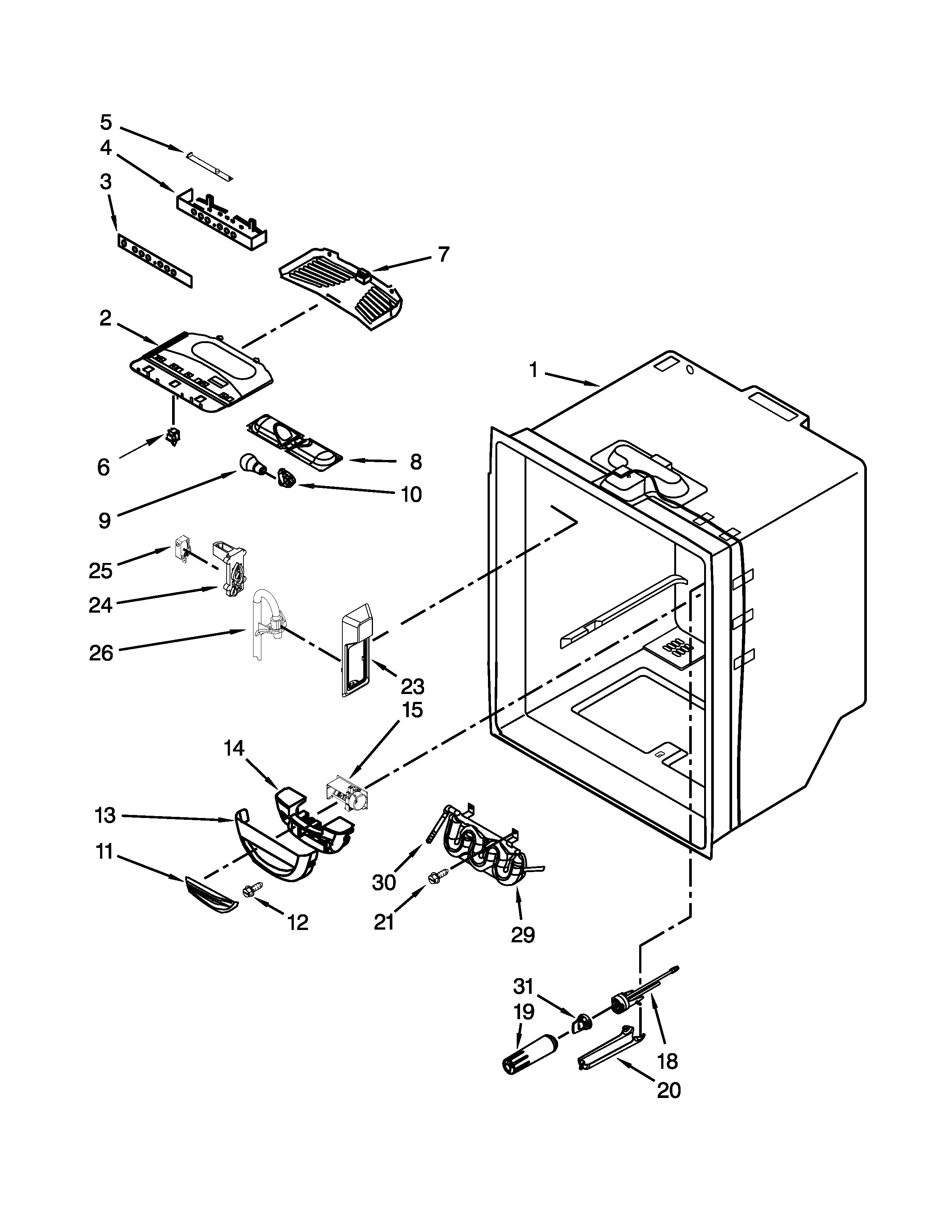 KitchenAid KFCP22EXMP4 refrigerator liner parts diagram