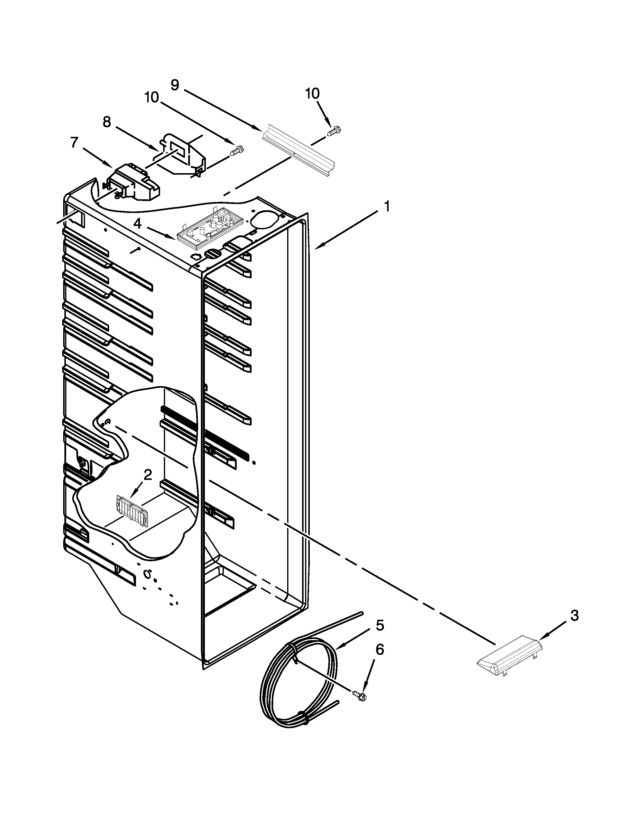 Whirlpool 7WRS25FDBF00 refrigerator liner parts diagram