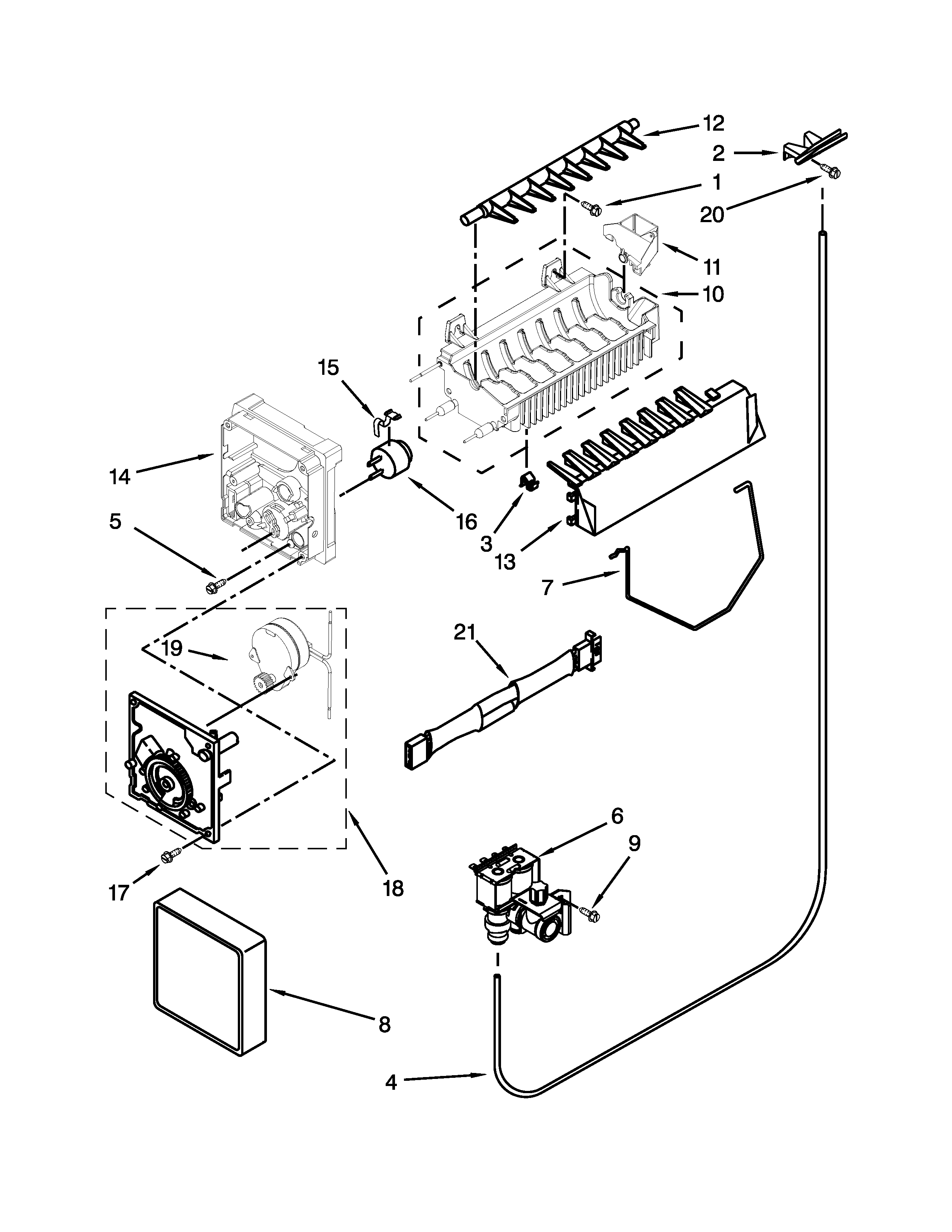 Whirlpool 7WRS25FDBF00 icemaker parts diagram
