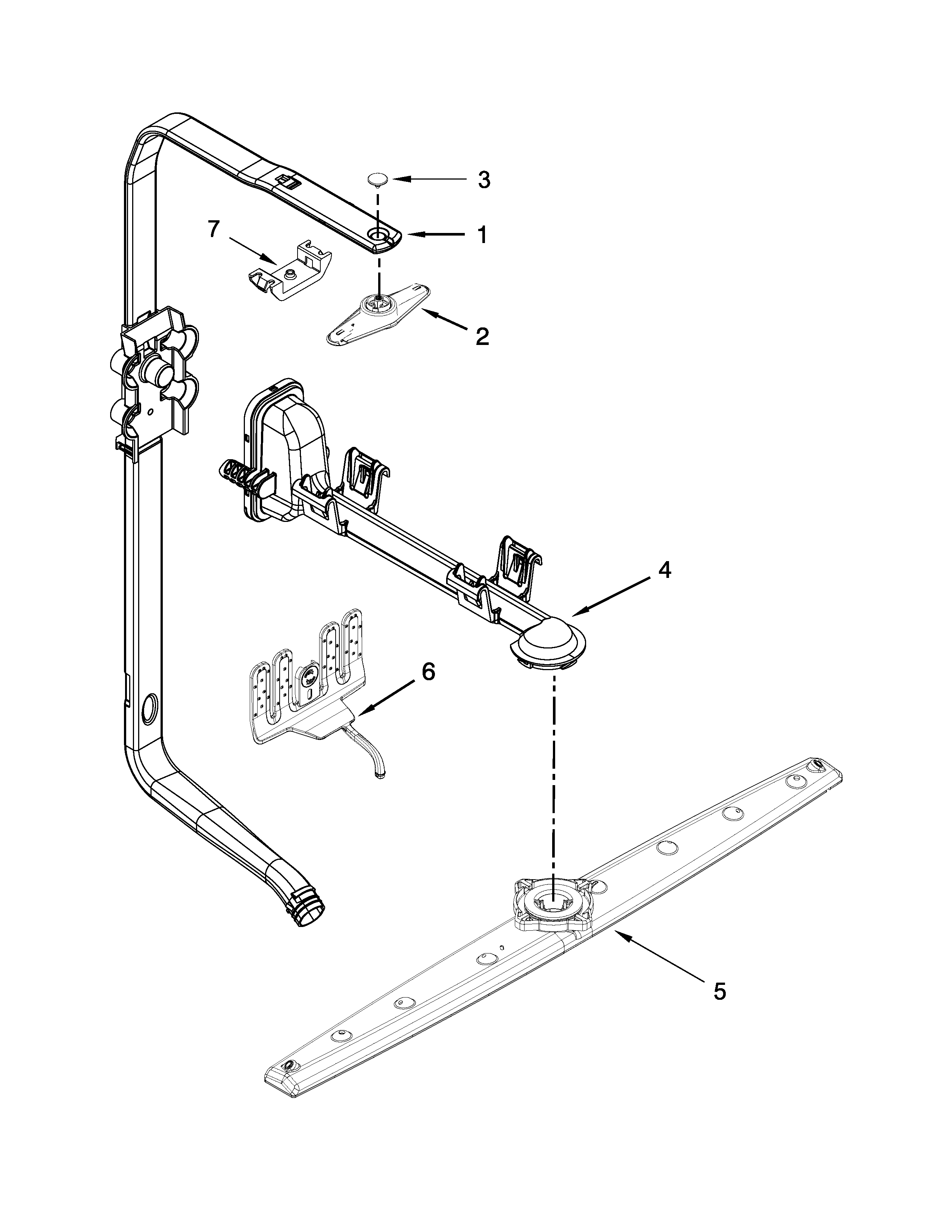 KitchenAid KDFE454CSS1 upper wash and rinse parts diagram