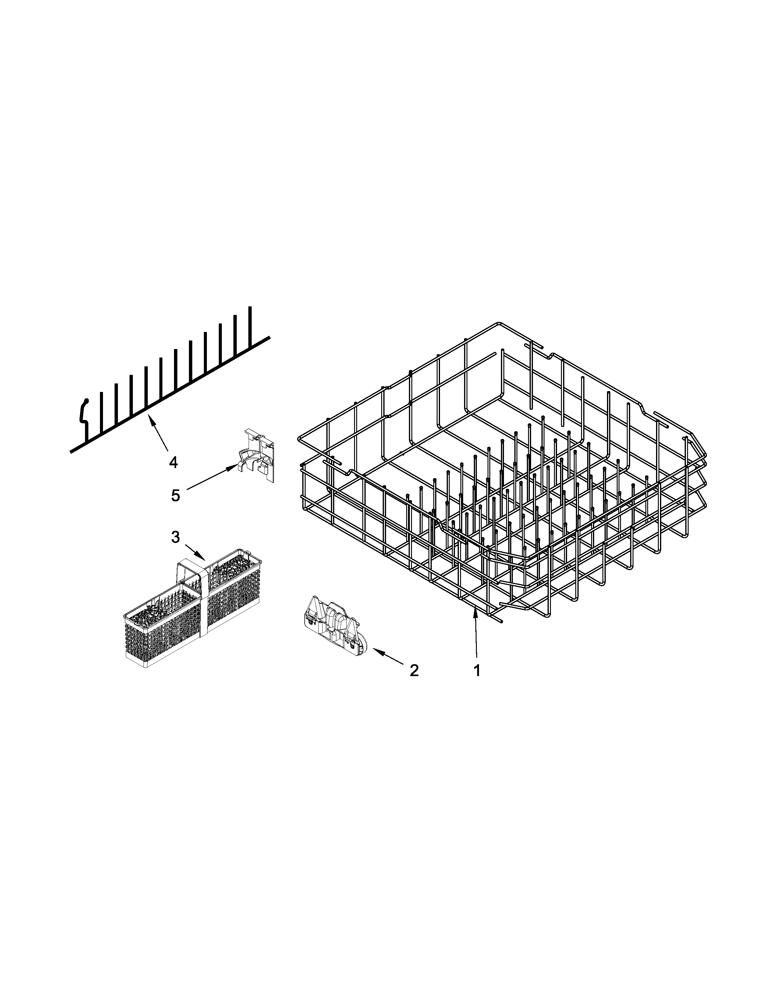 KitchenAid KUDL15FXWH7 lower rack parts diagram