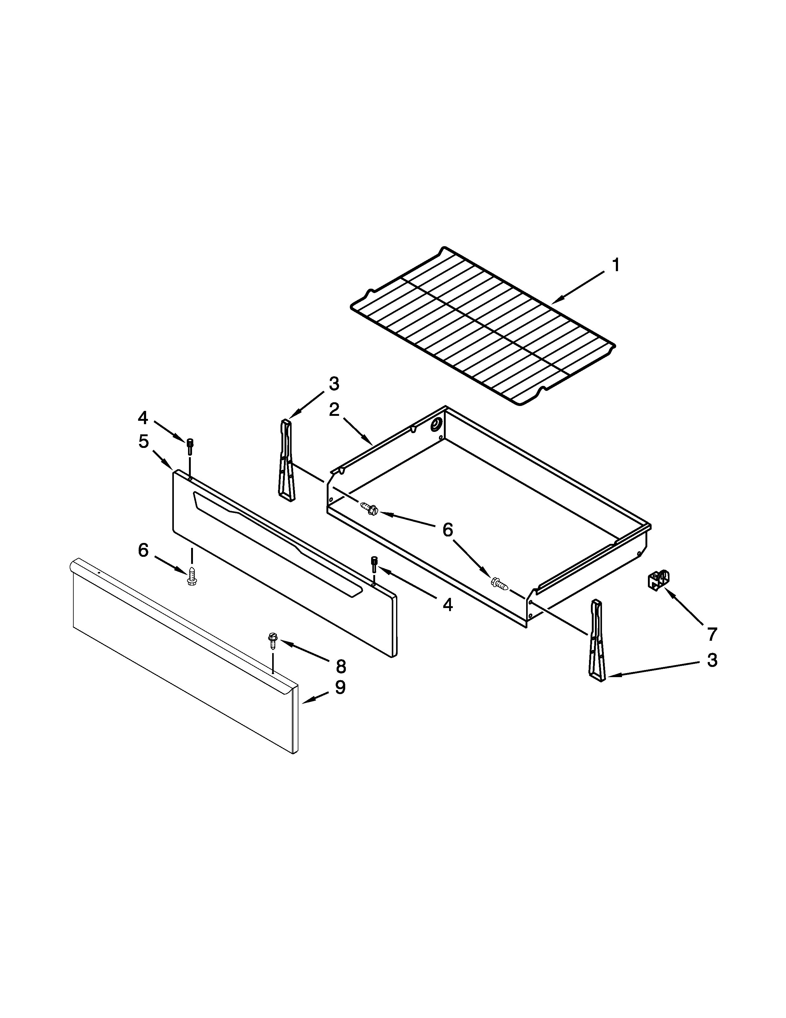 Maytag YMER7660WS1 drawer and broiler parts diagram