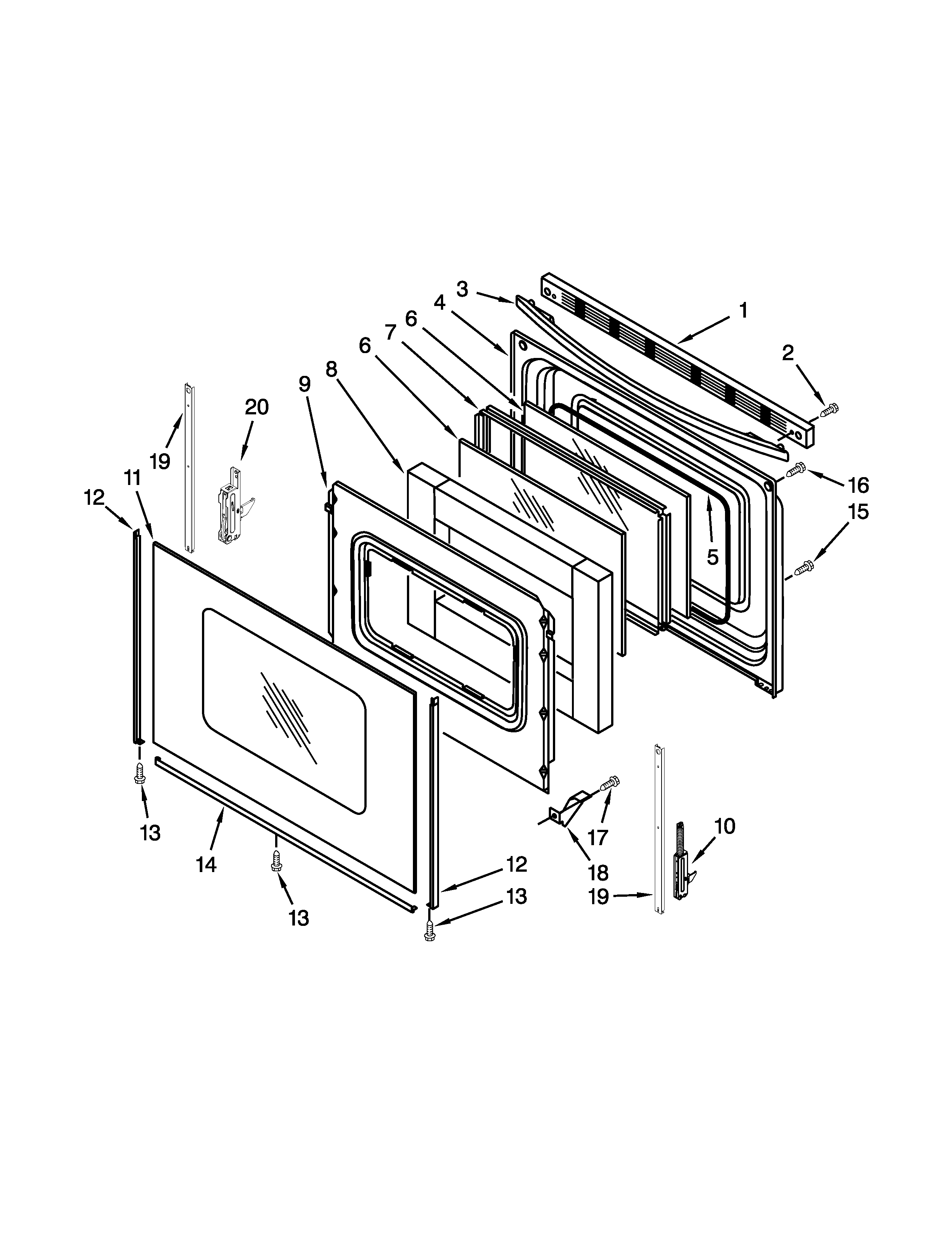 Maytag YMER7660WS1 door parts diagram