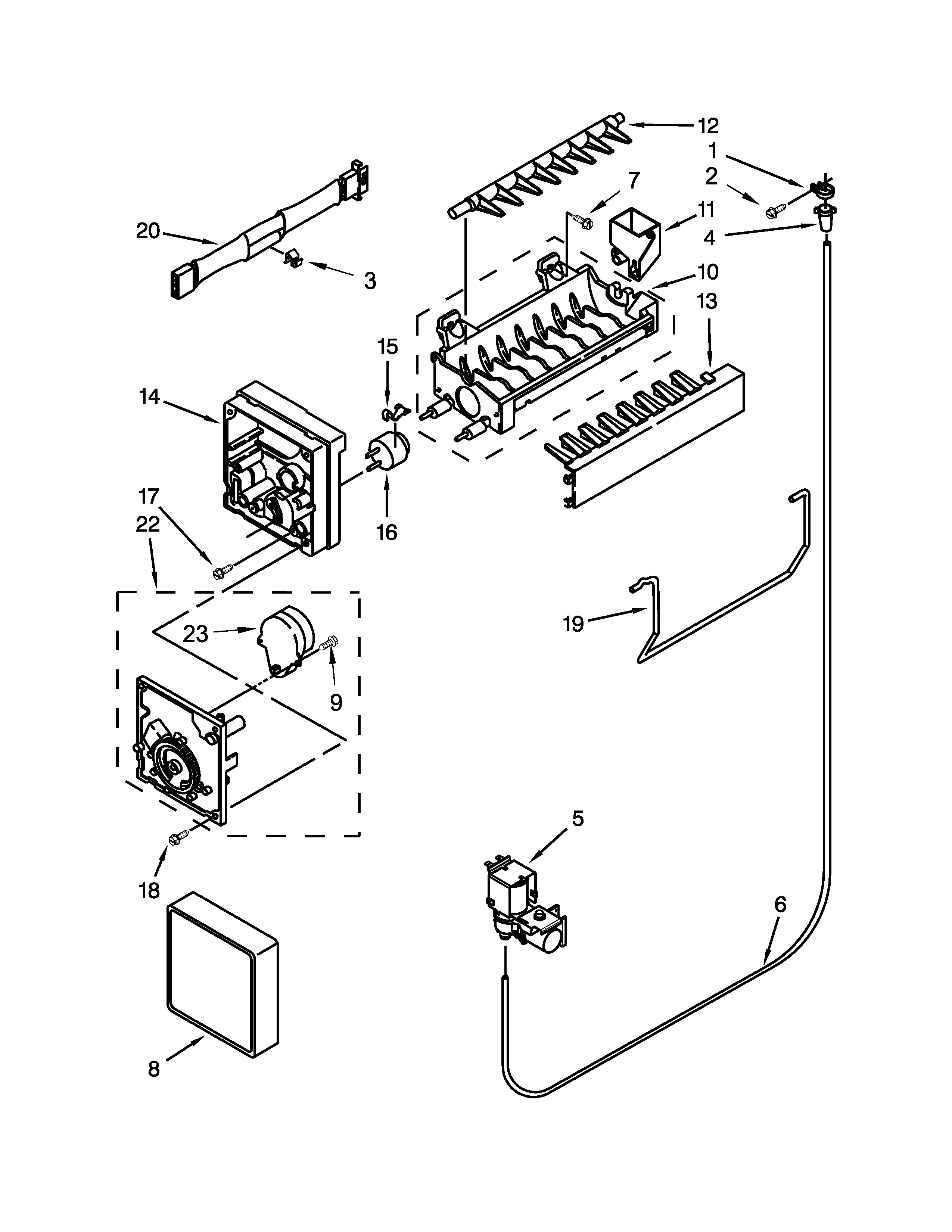 Maytag MFF2055YEM00 icemaker parts diagram