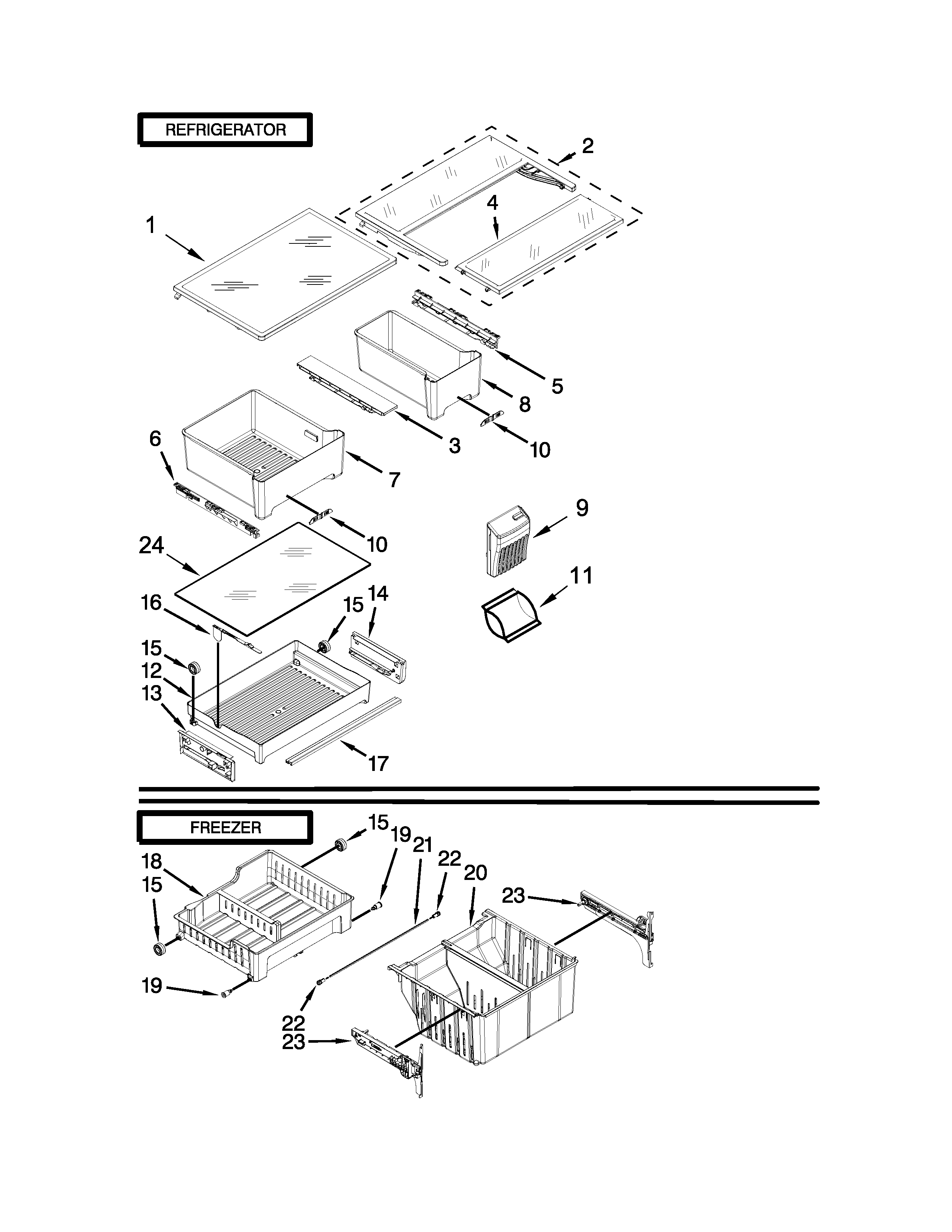 Maytag MFF2055YEM00 shelf parts diagram
