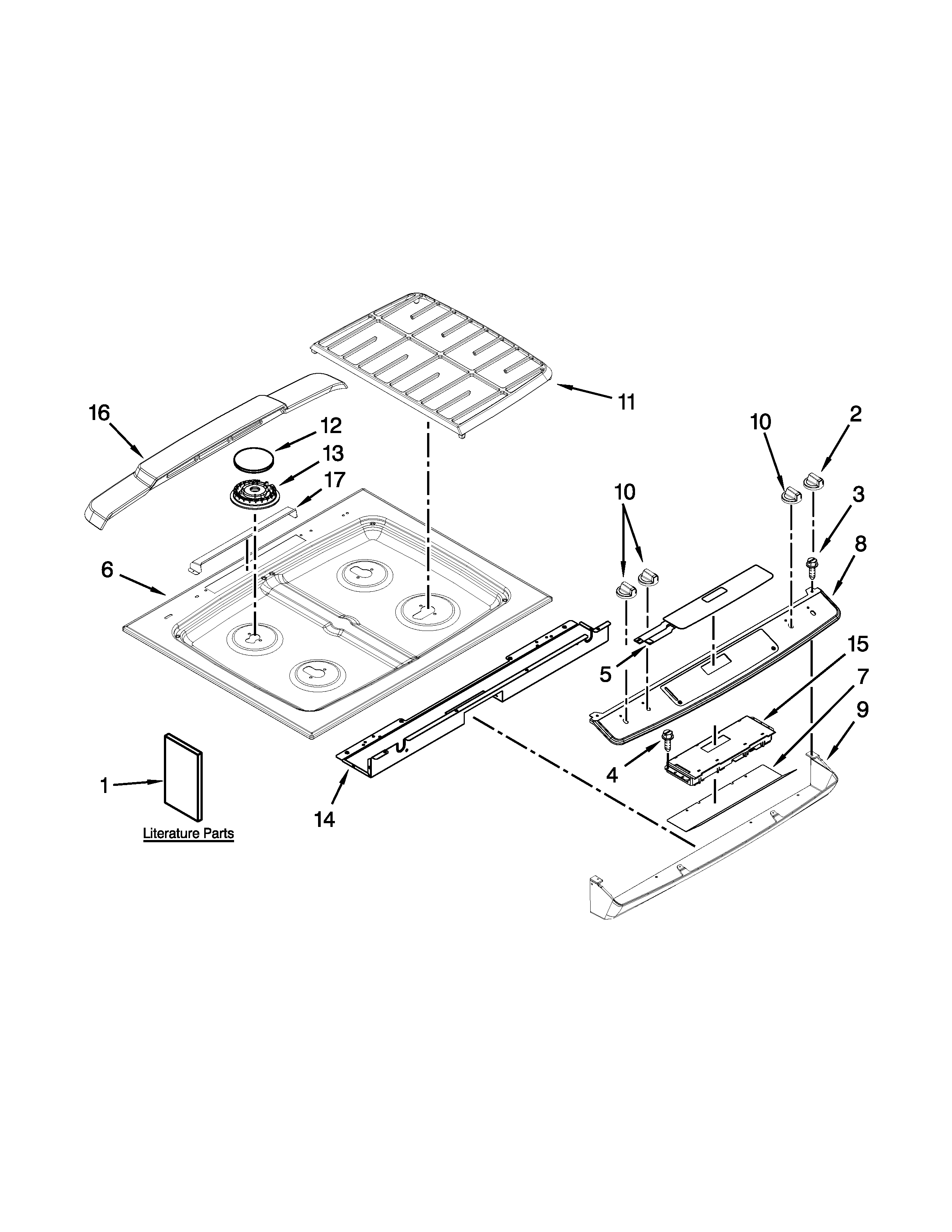 Whirlpool GW399LXUS06 cooktop parts diagram