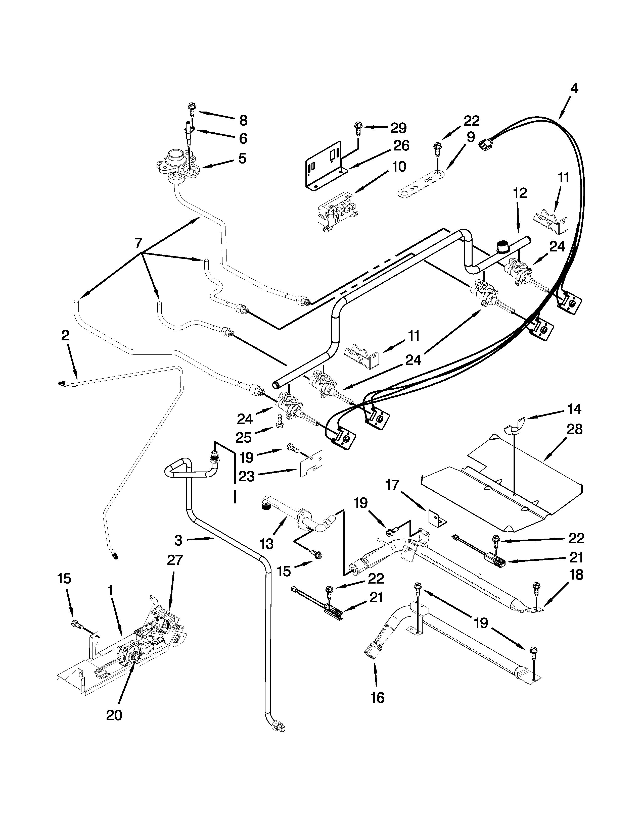 Whirlpool GW399LXUS06 manifold parts diagram