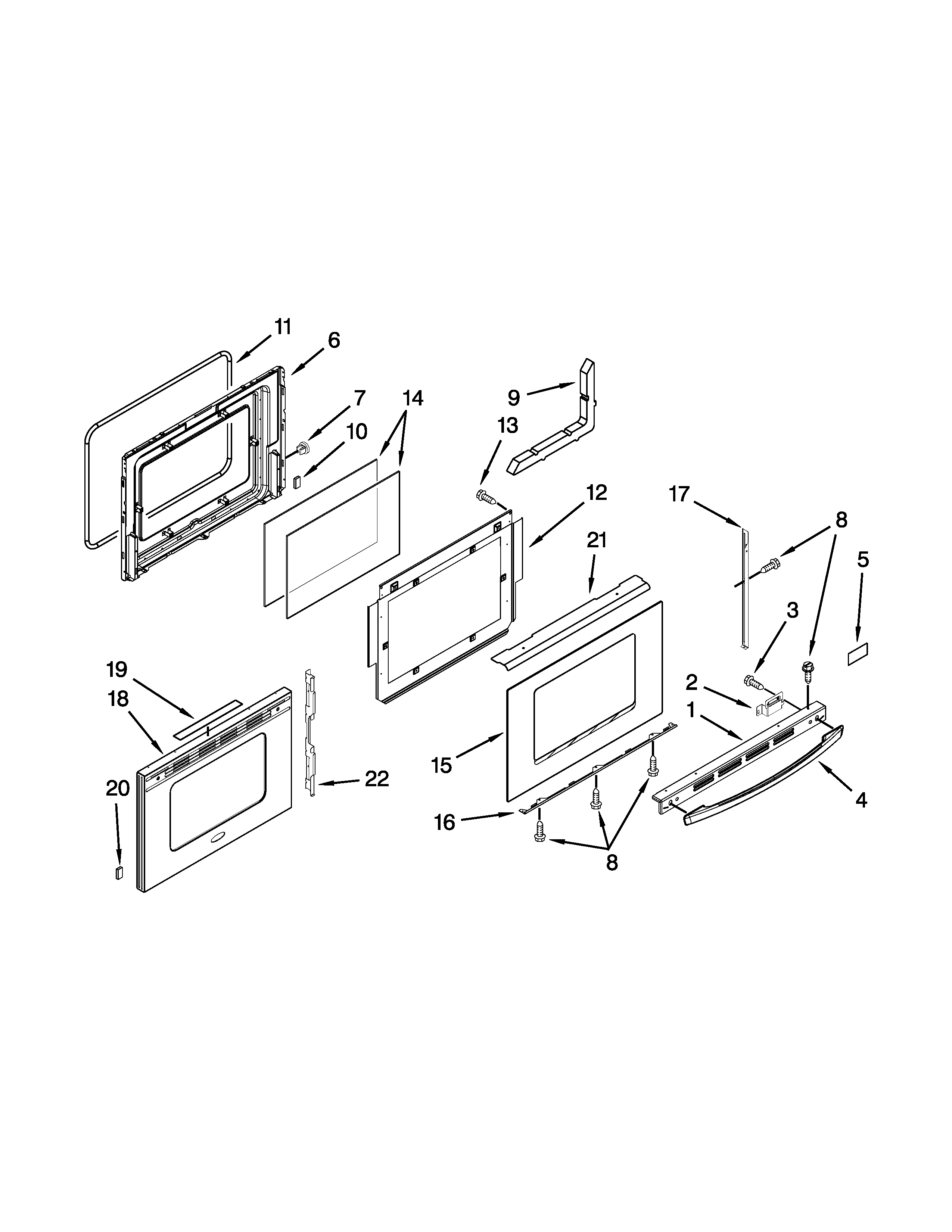 Whirlpool GW399LXUS06 door parts diagram