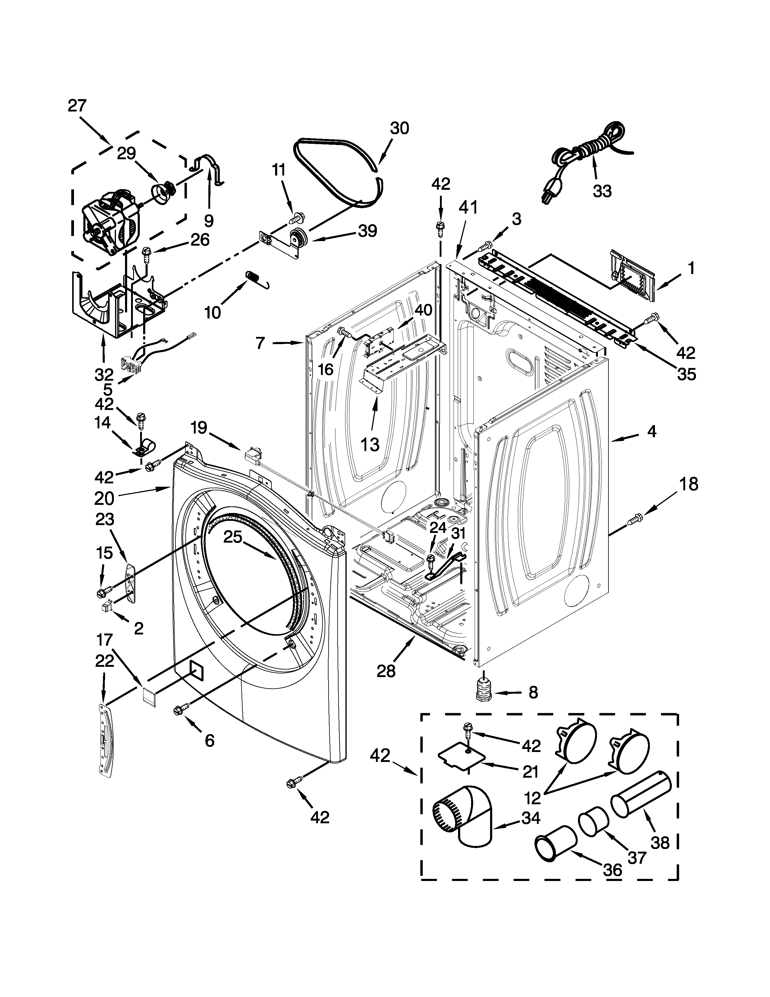 Whirlpool WGD94HEAC0 cabinet parts diagram