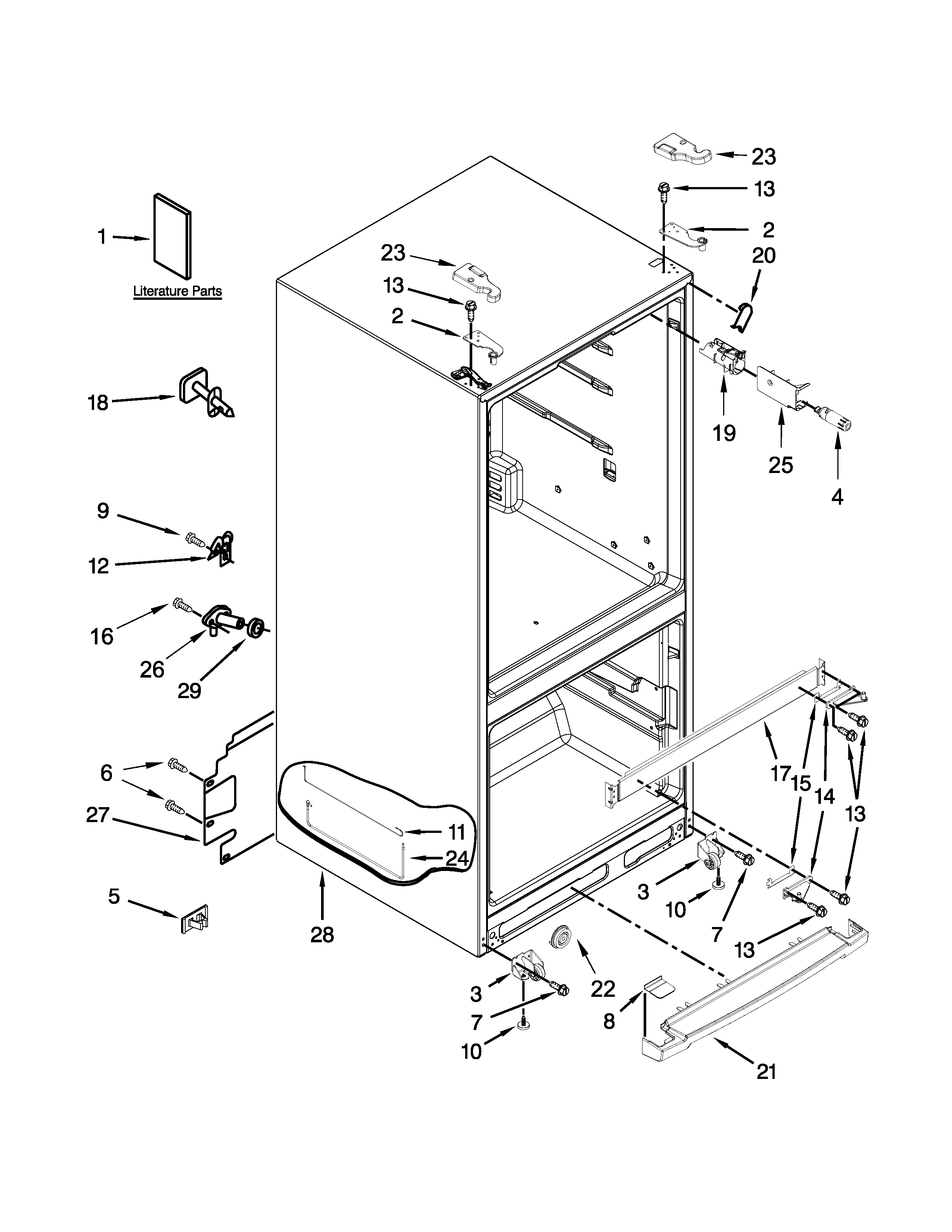 Whirlpool WRF560SMYE01 cabinet parts diagram