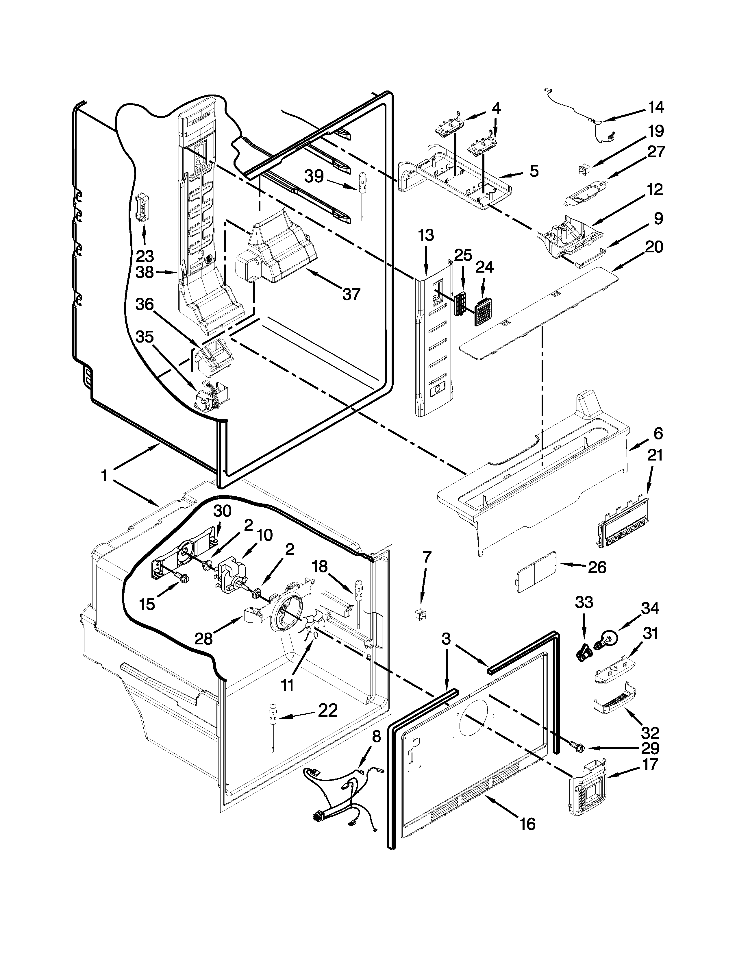 Whirlpool WRF560SMYE01 liner parts diagram