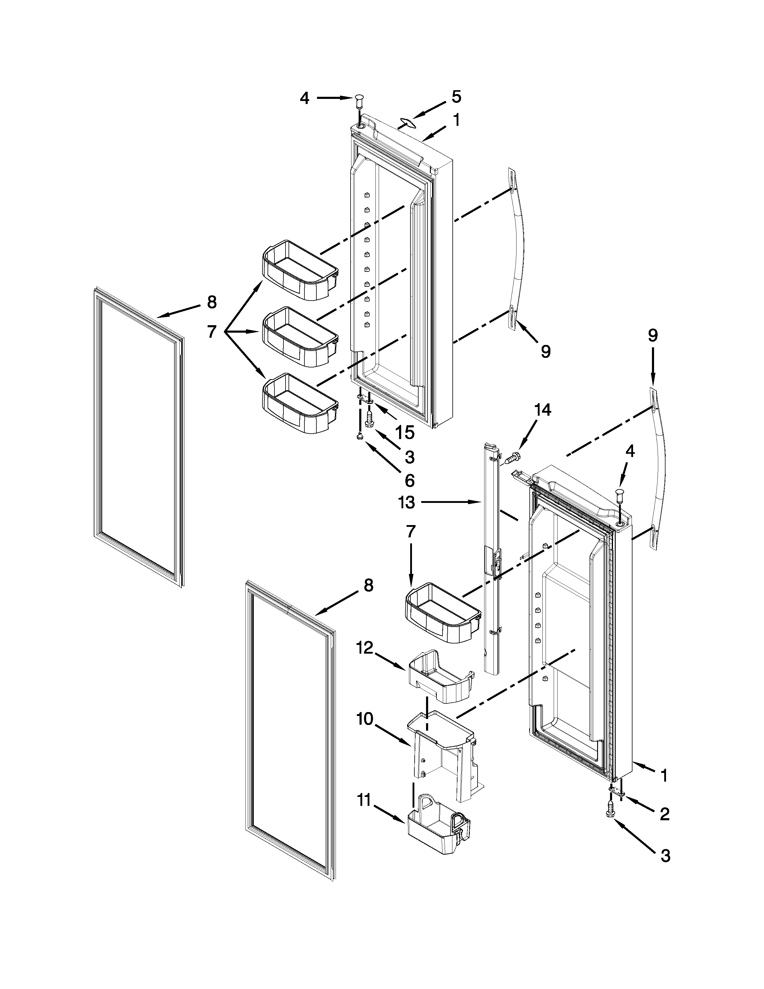 Whirlpool WRF560SMYE01 refrigerator door parts diagram