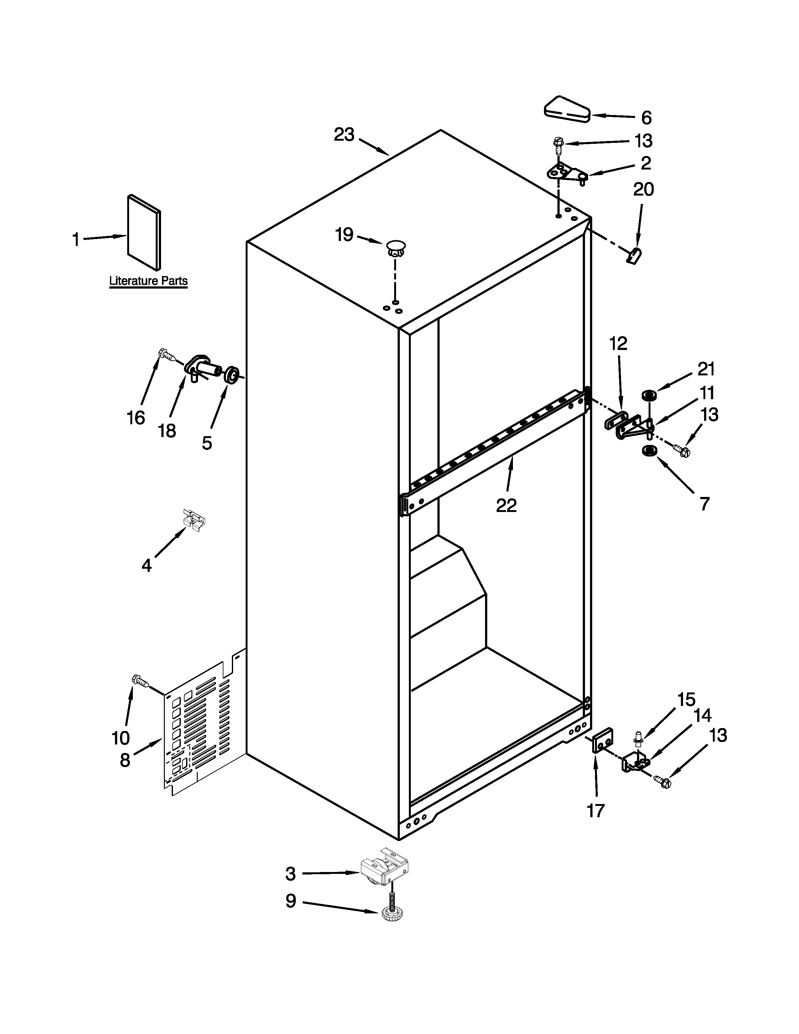 Whirlpool W8RXNGMBD01 cabinet parts diagram